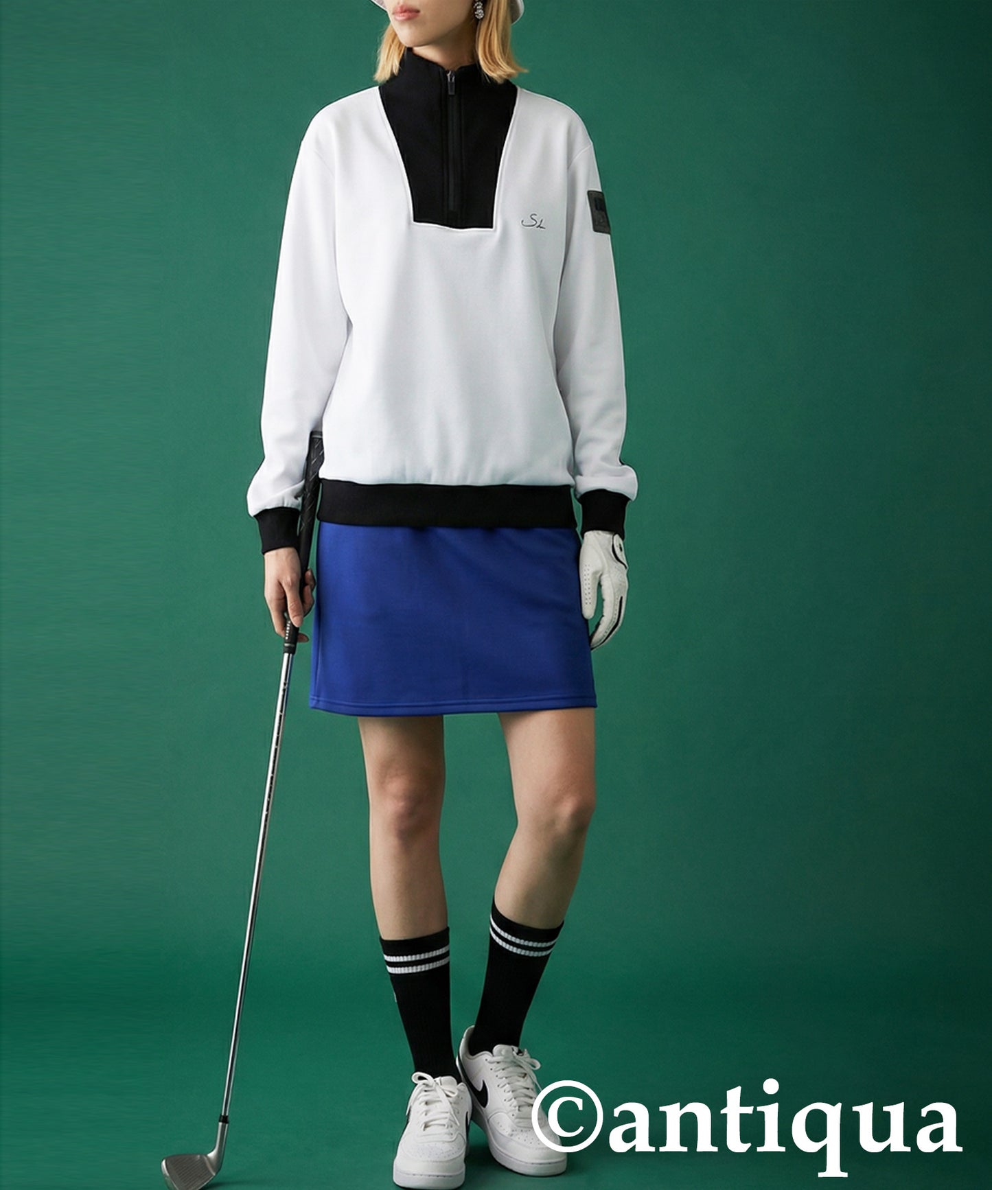 ANTIQUA GOLF×STCH Half-Zip High-Neck Top Ladies