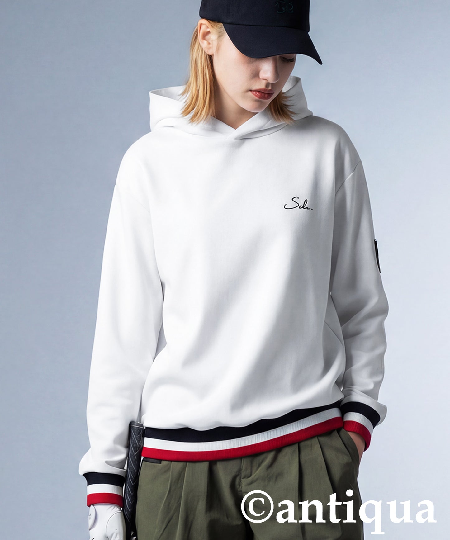 ANTIQUA GOLF×STCH Color-Coordinated Line Ribbed Hoodie Ladies