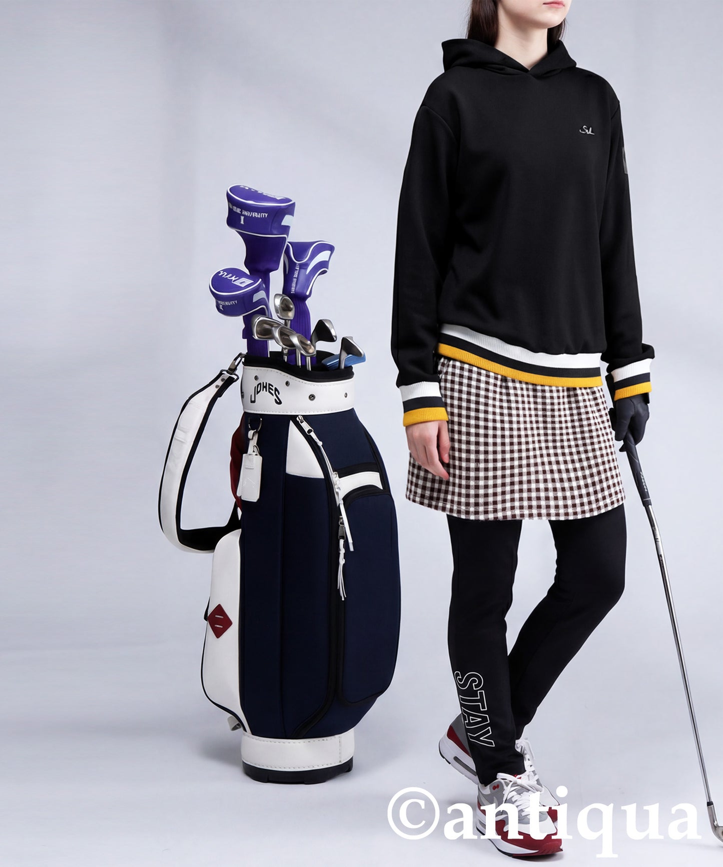 ANTIQUA GOLF×STCH Color-Coordinated Line Ribbed Hoodie Ladies