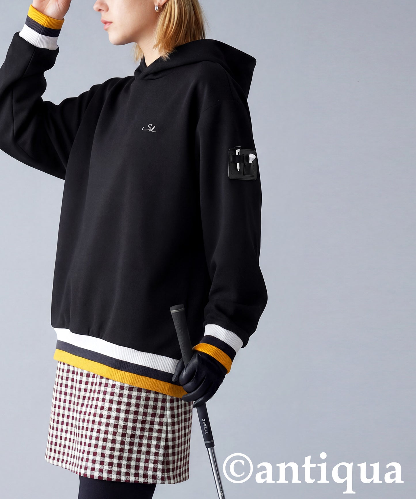 ANTIQUA GOLF×STCH Color-Coordinated Line Ribbed Hoodie Ladies