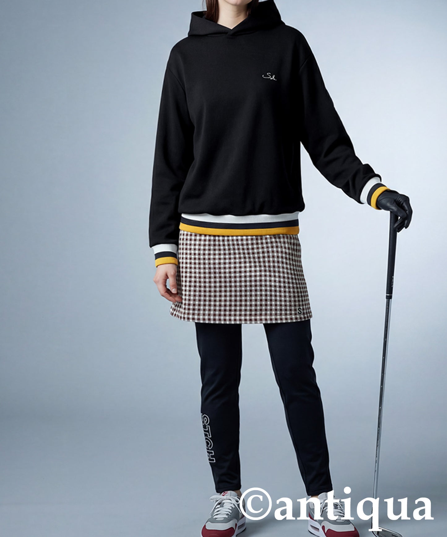 ANTIQUA GOLF×STCH Color-Coordinated Line Ribbed Hoodie Ladies