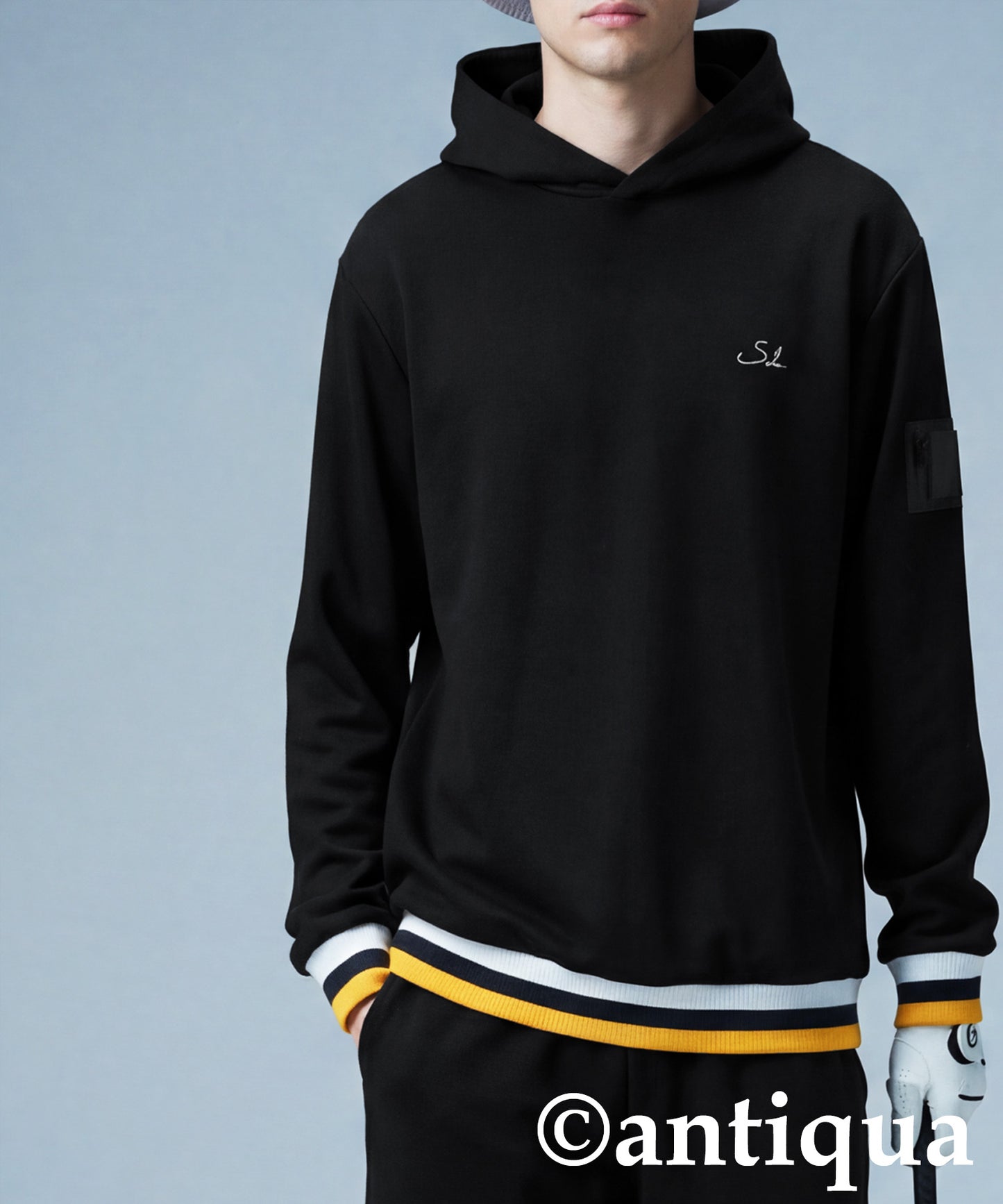 ANTIQUA GOLF×STCH Color-Coordinated Line Ribbed Hoodie Men's