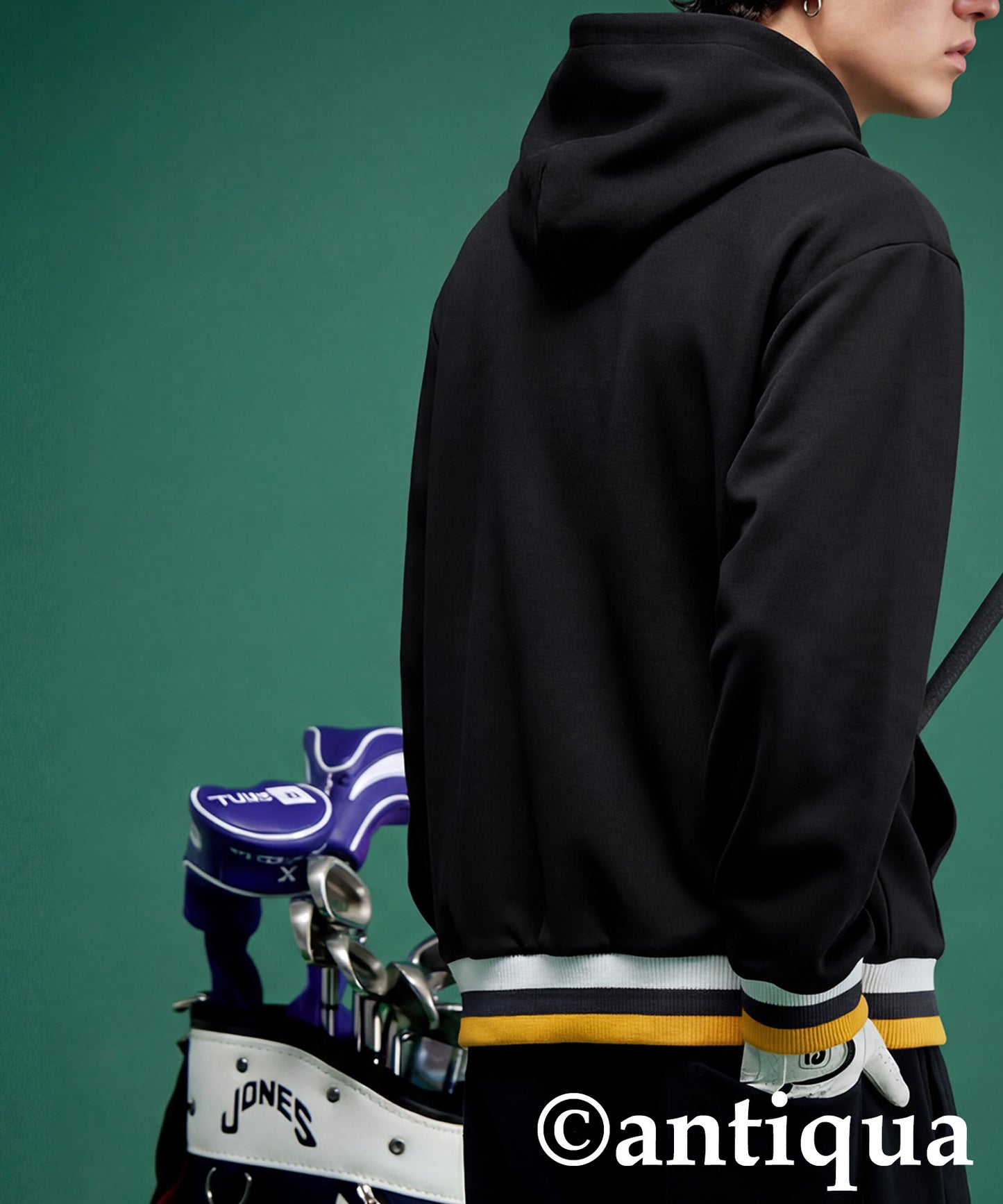 ANTIQUA GOLF×STCH Color-Coordinated Line Ribbed Hoodie Men's