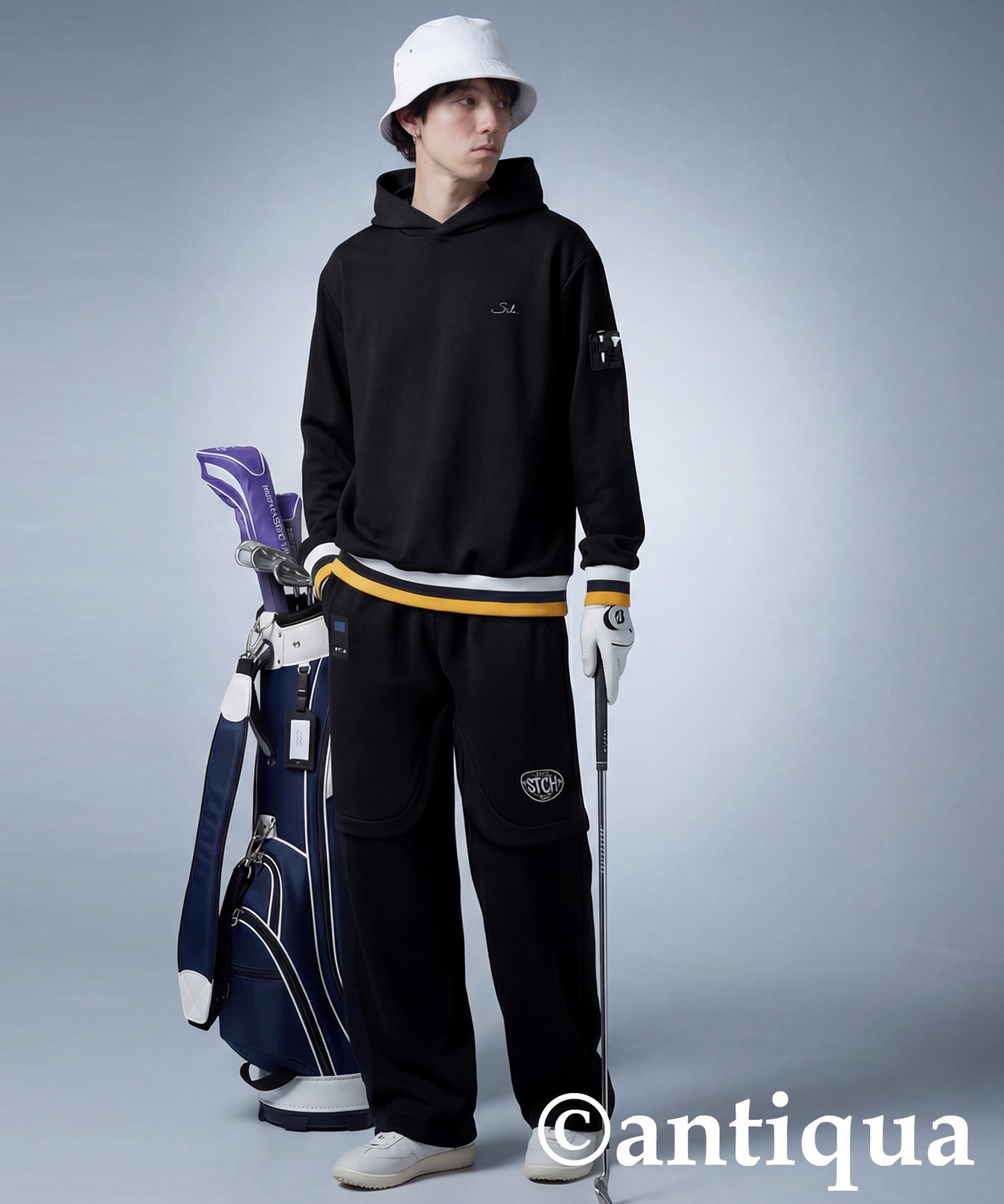 ANTIQUA GOLF×STCH Color-Coordinated Line Ribbed Hoodie Men's