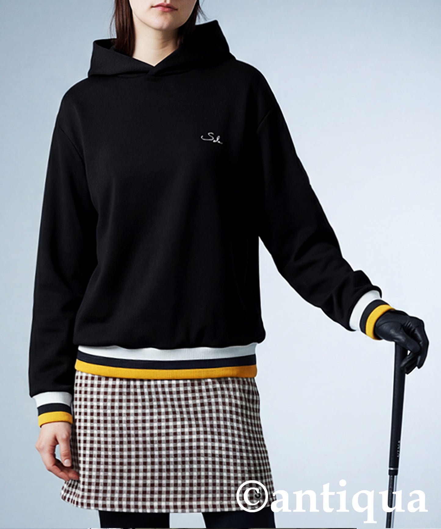 ANTIQUA GOLF×STCH Color-Coordinated Line Ribbed Hoodie Ladies