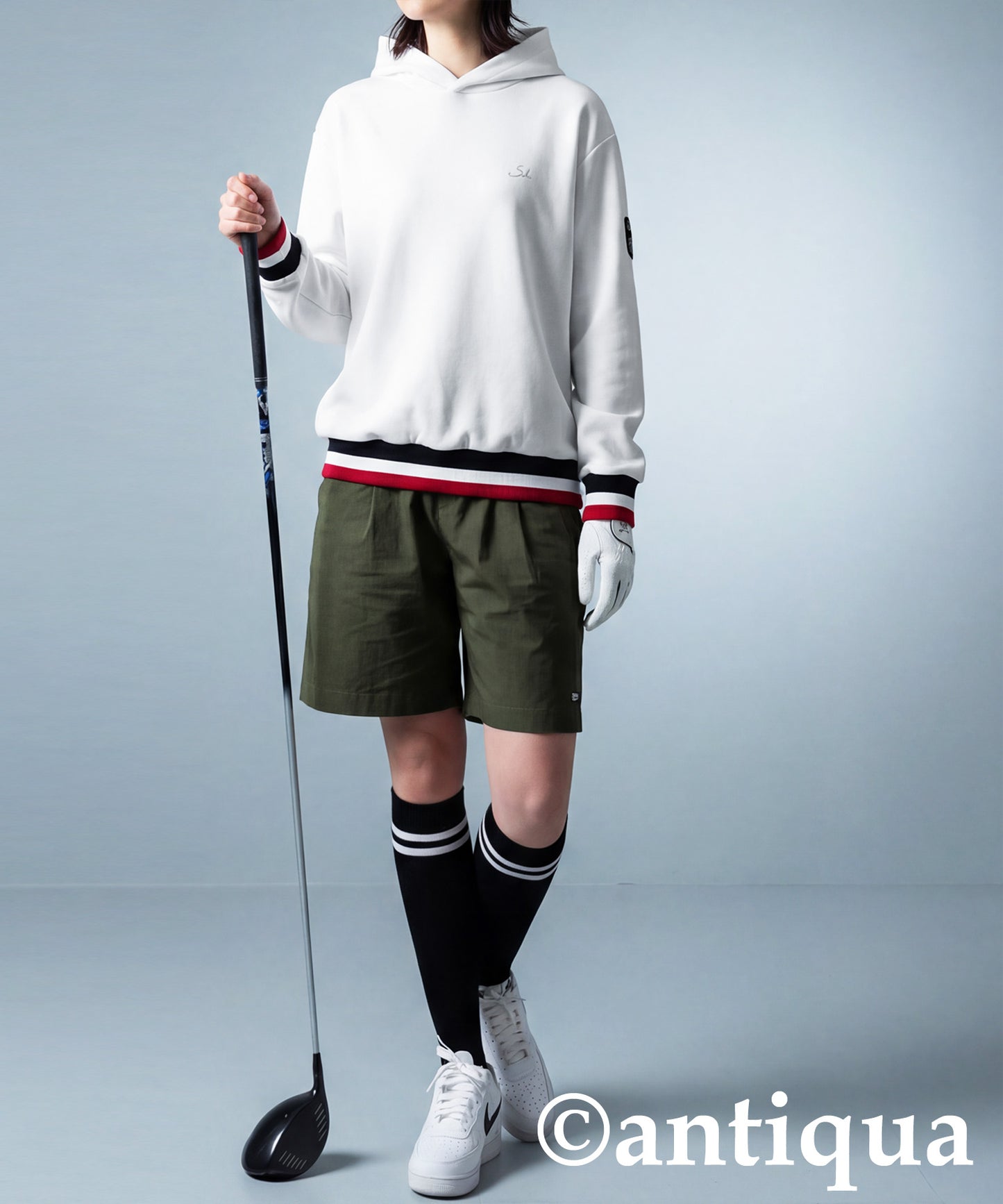 ANTIQUA GOLF×STCH Color-Coordinated Line Ribbed Hoodie Ladies