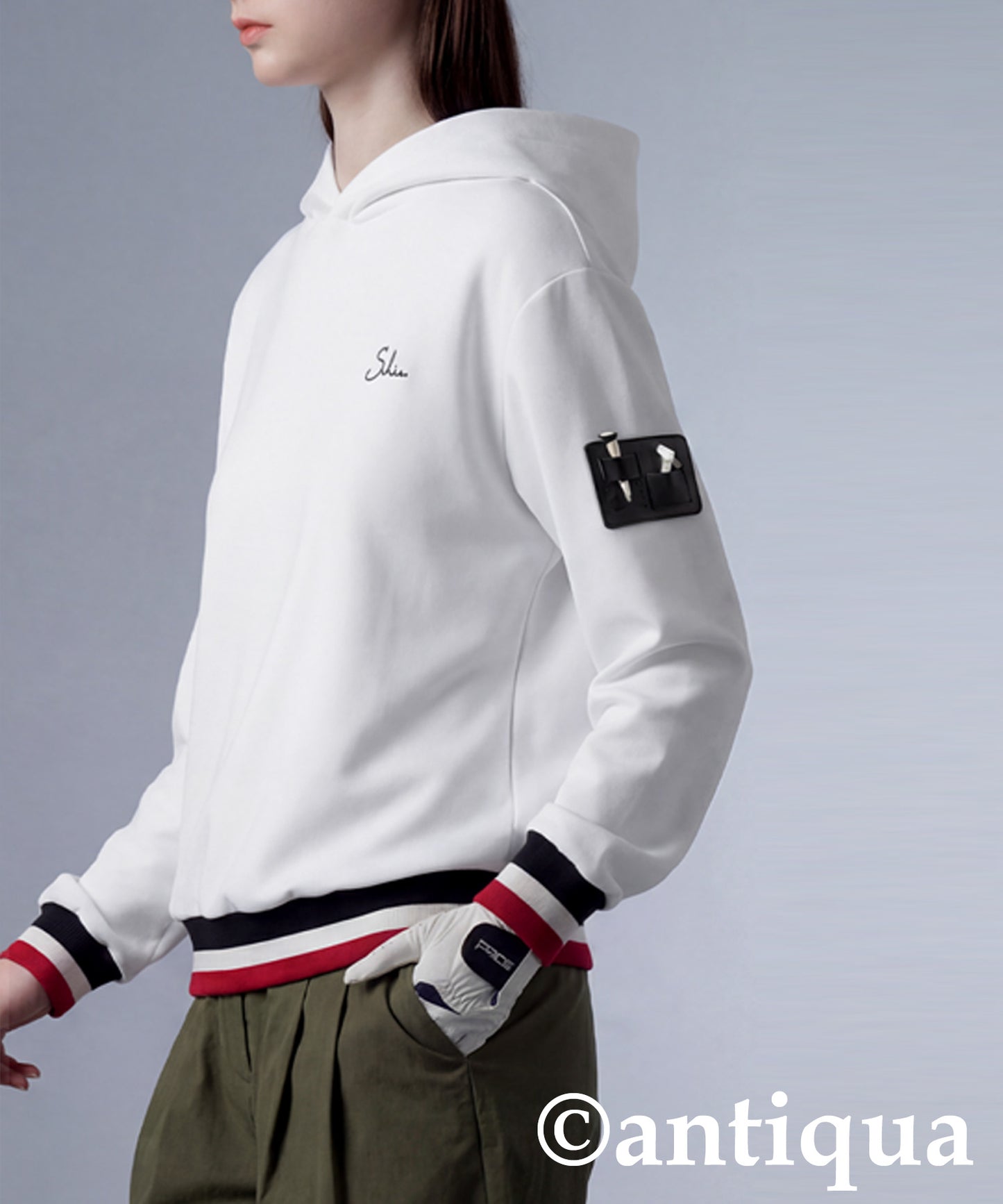 ANTIQUA GOLF×STCH Color-Coordinated Line Ribbed Hoodie Ladies