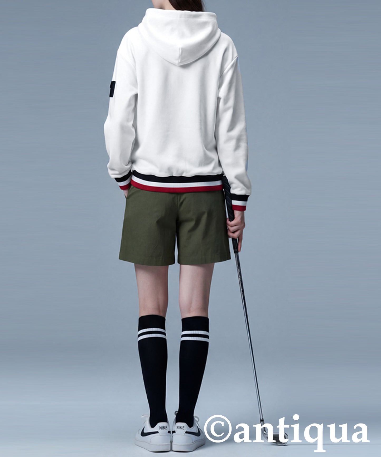 ANTIQUA GOLF×STCH Color-Coordinated Line Ribbed Hoodie Ladies