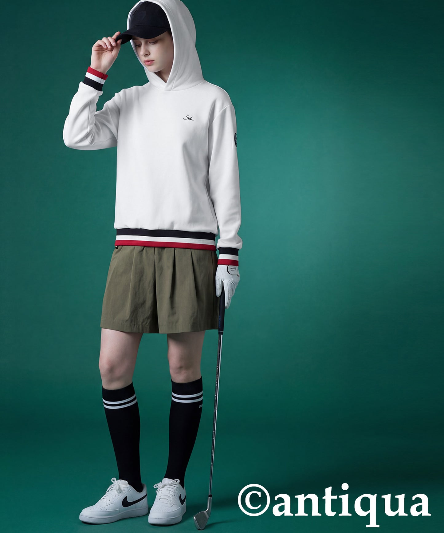 ANTIQUA GOLF×STCH Color-Coordinated Line Ribbed Hoodie Ladies