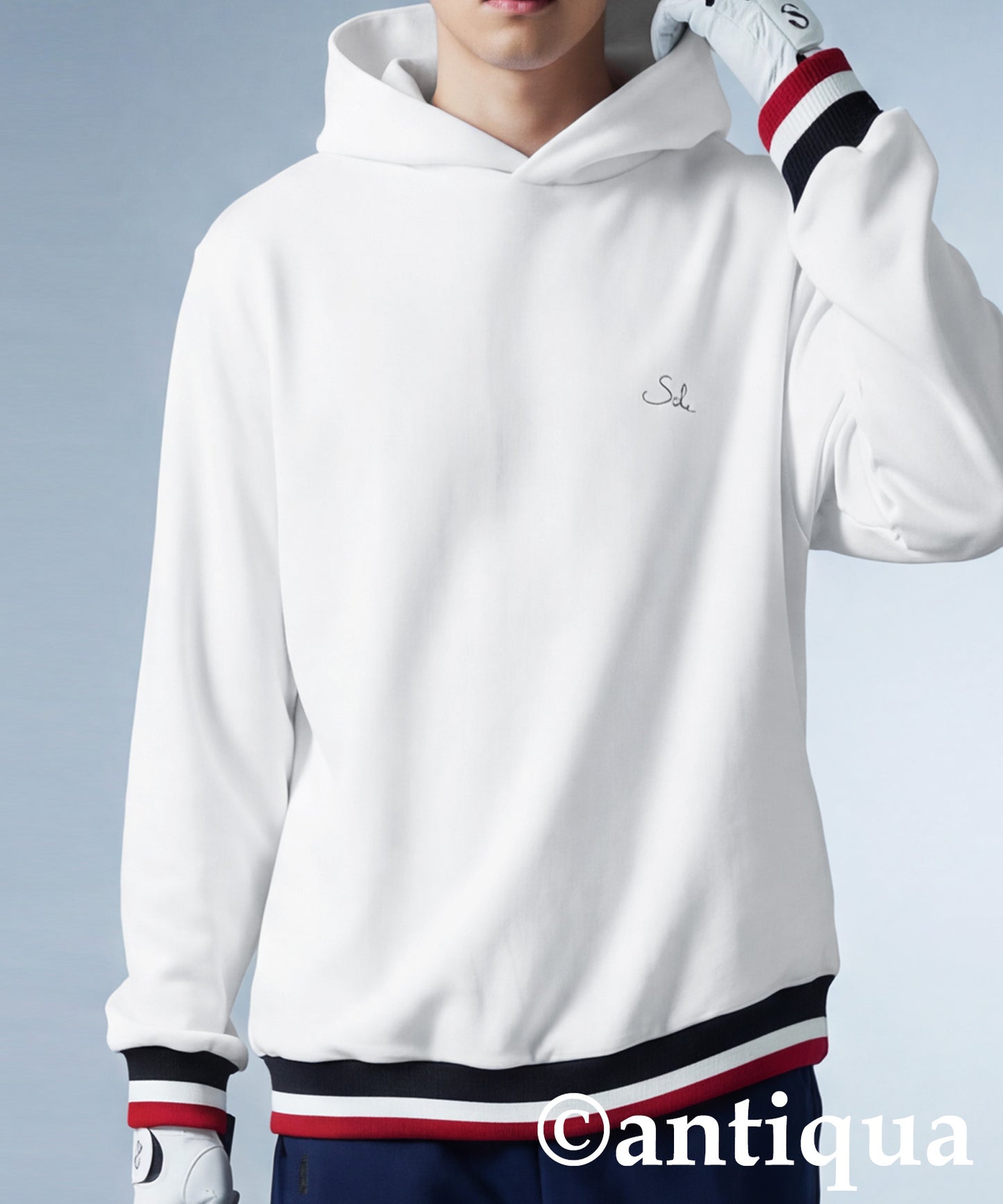 ANTIQUA GOLF×STCH Color-Coordinated Line Ribbed Hoodie Men's