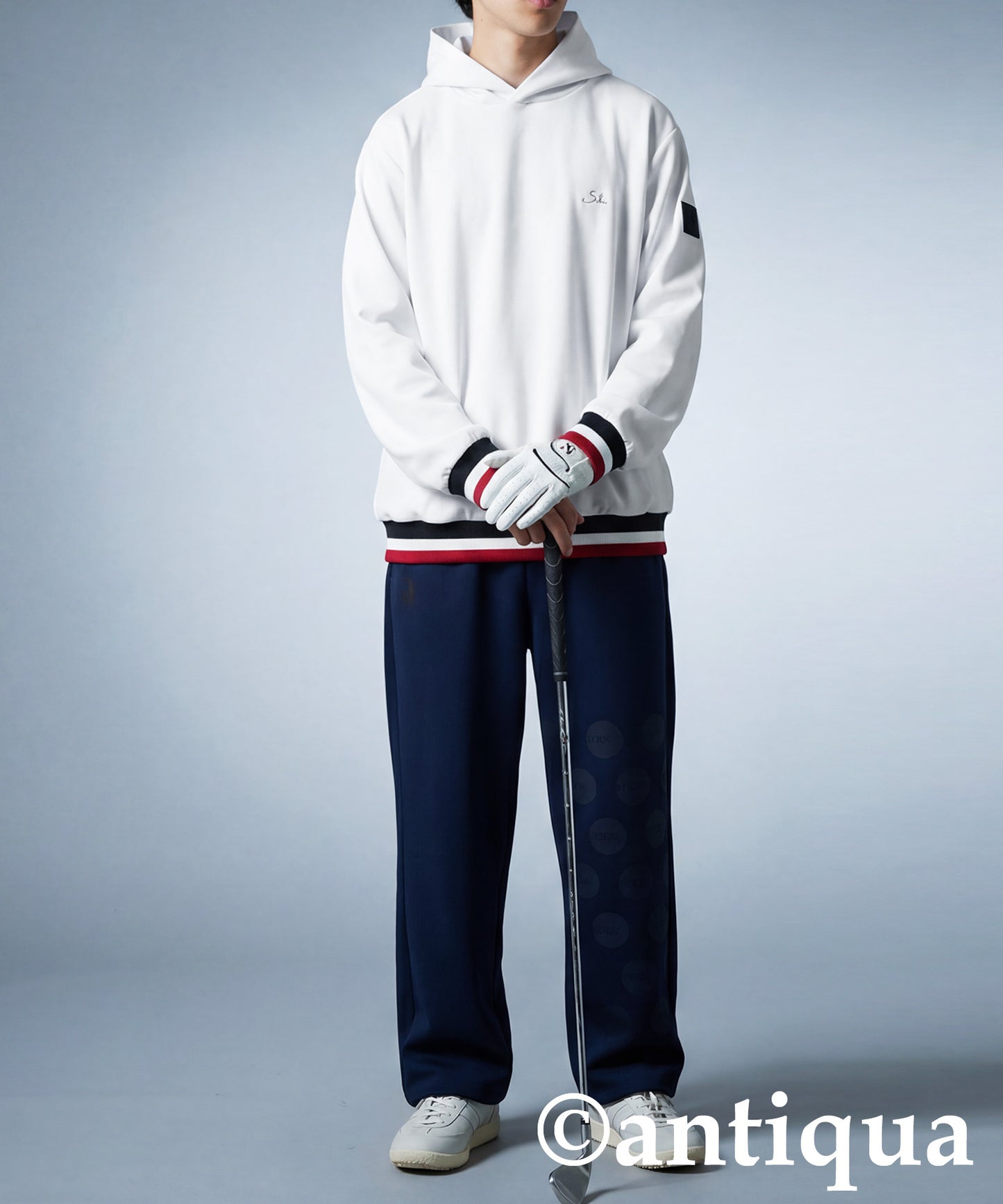 ANTIQUA GOLF×STCH Color-Coordinated Line Ribbed Hoodie Men's