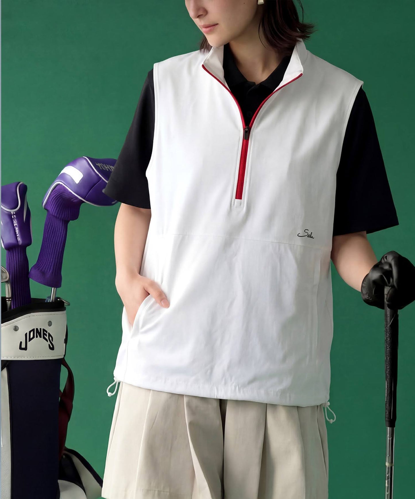 Half-Zip Color-Block Vest Ladies