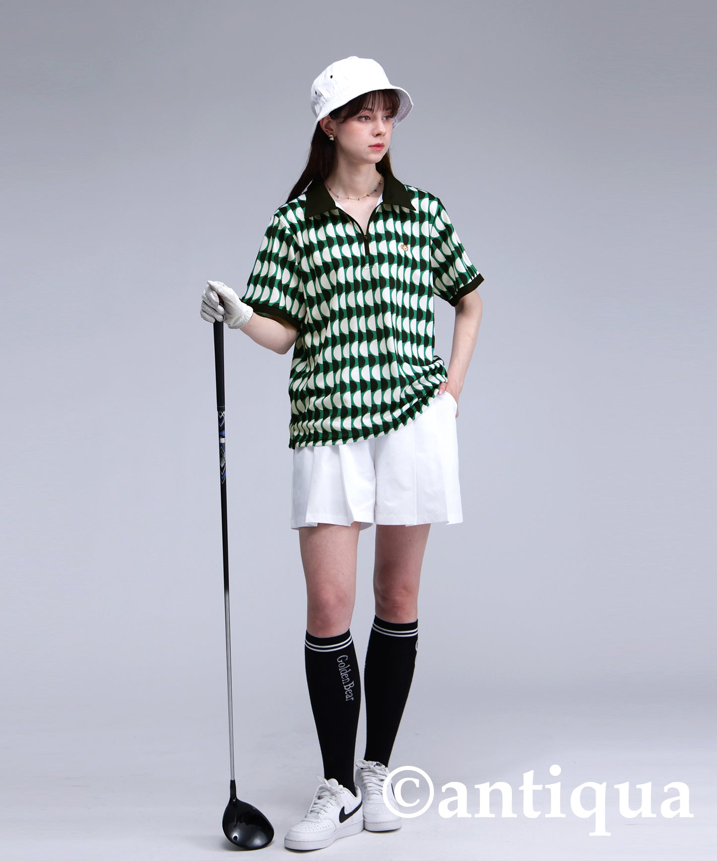 Salu. Ladies Retro Pattern Polo Shirt