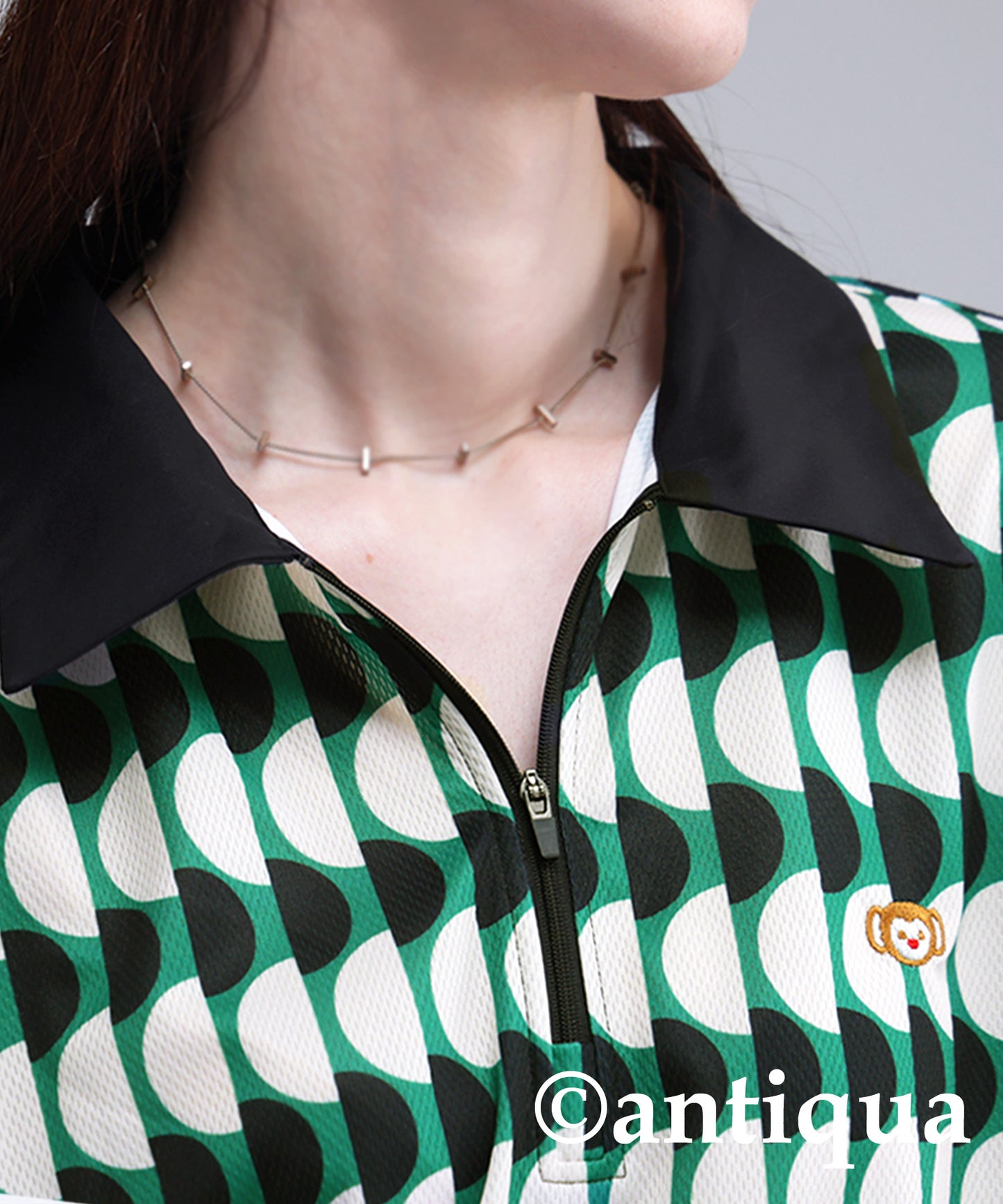Salu. Ladies Retro Pattern Polo Shirt