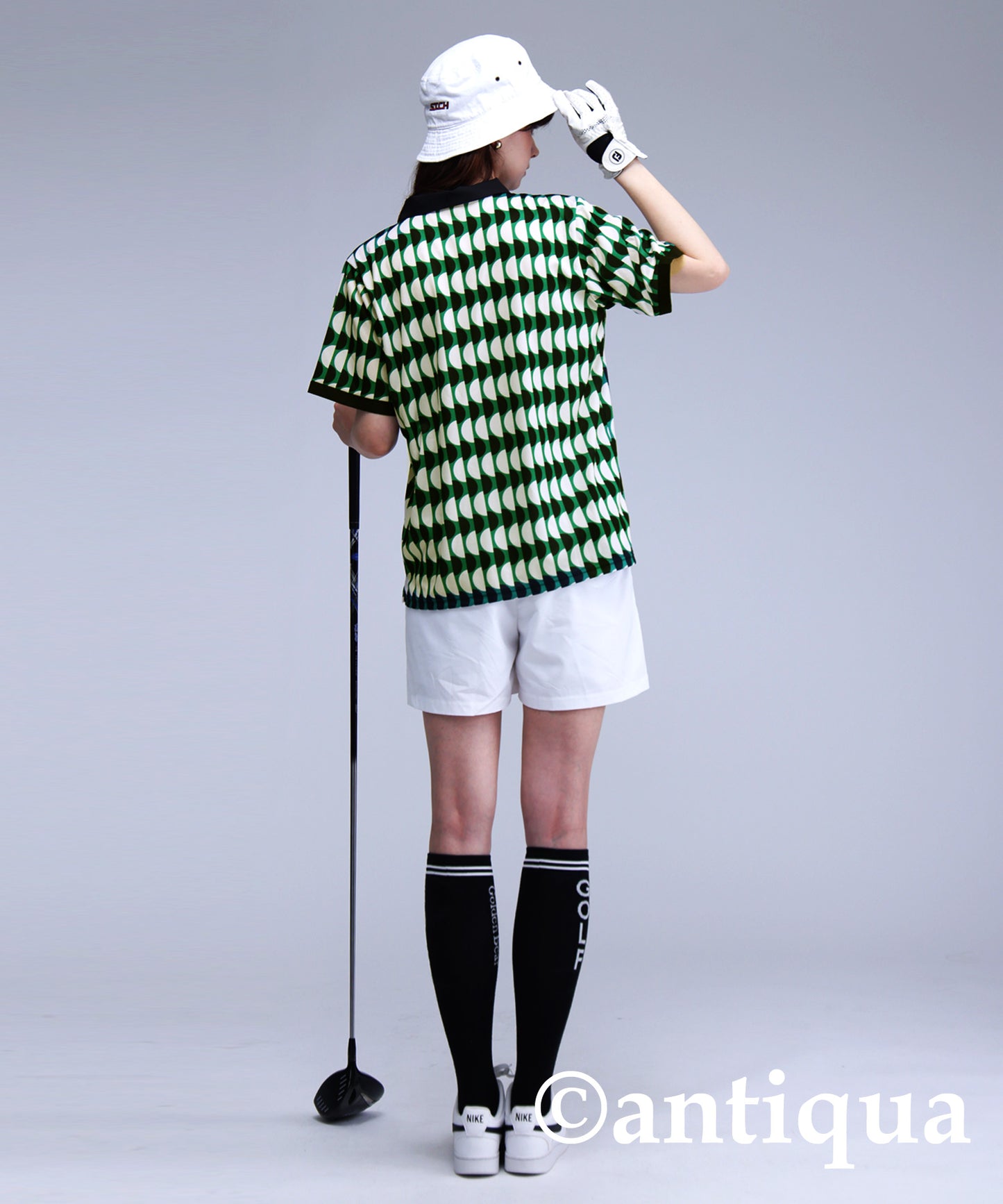 Salu. Ladies Retro Pattern Polo Shirt