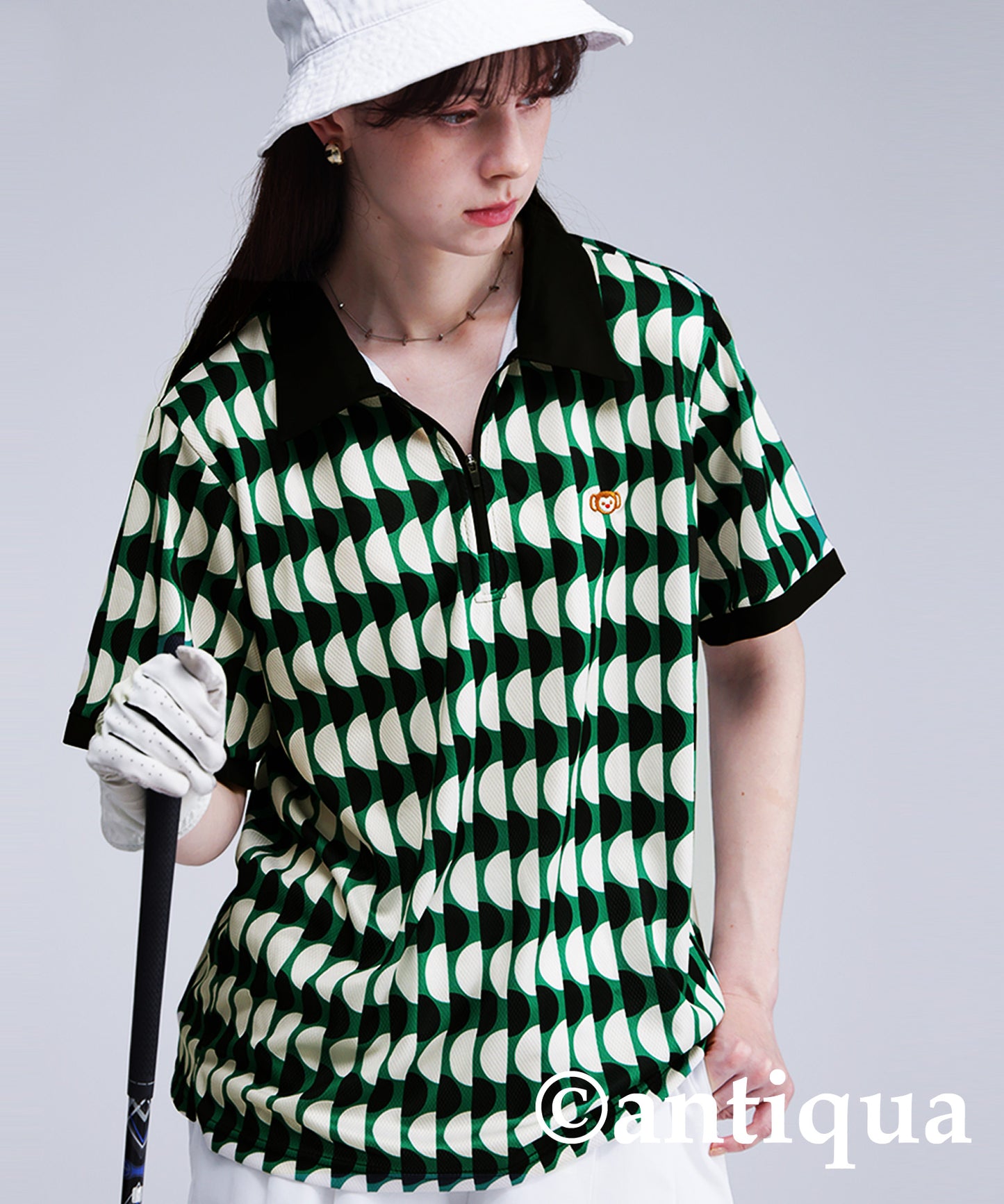 Salu. Ladies Retro Pattern Polo Shirt