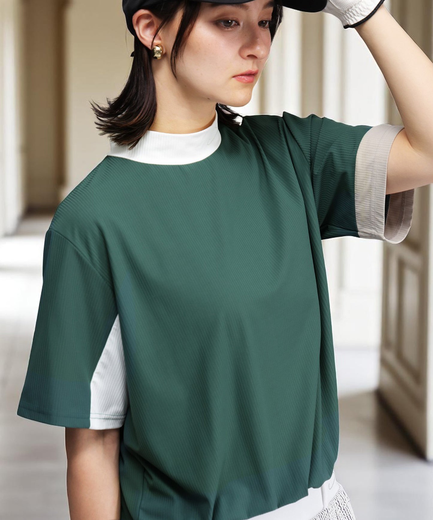 Salu. Ladies Mock Neck Color Combination Tops