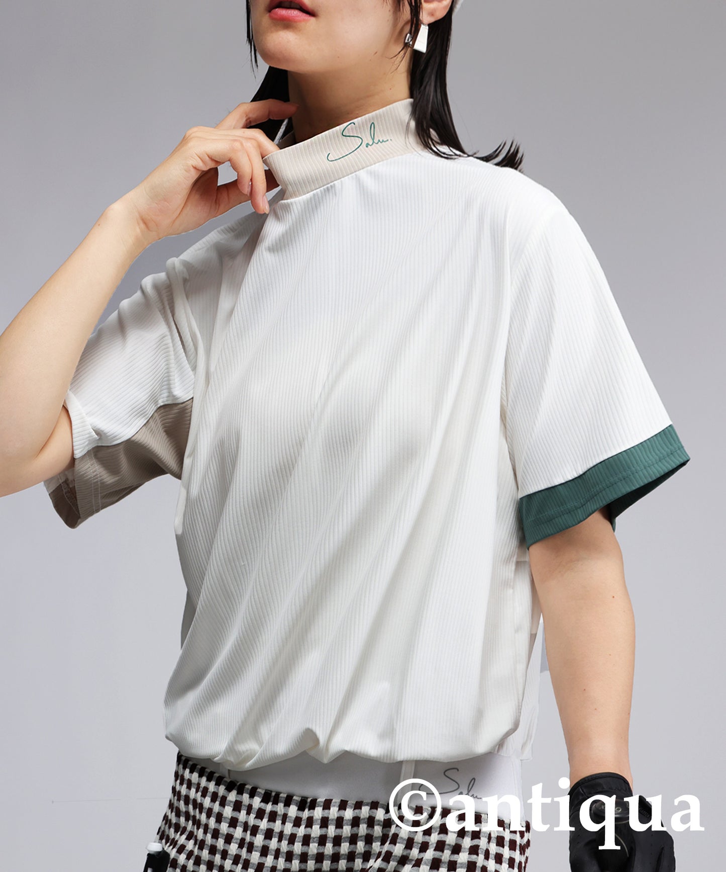 Salu. Ladies Mock Neck Color Combination Tops