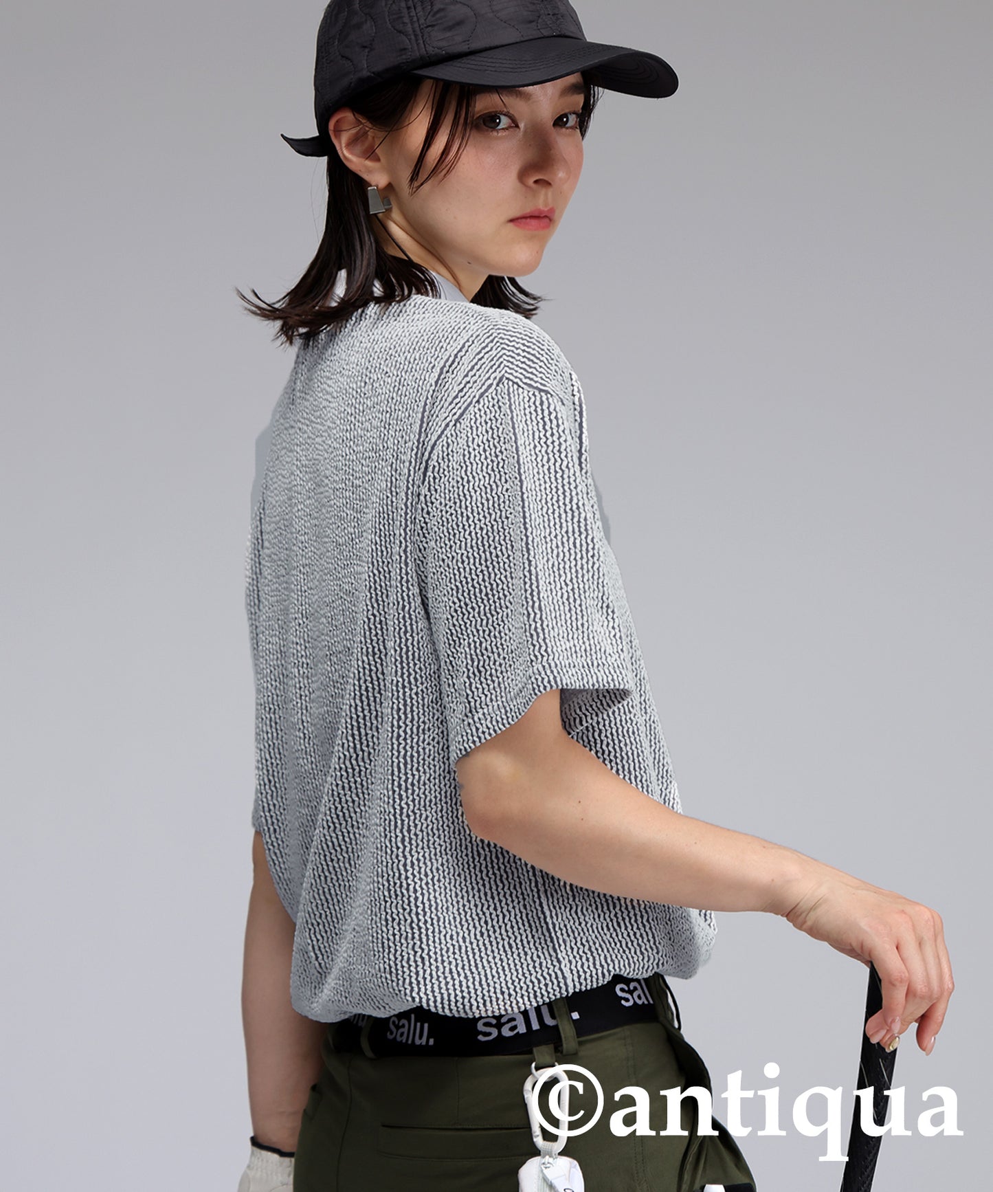 Salu. Ladies Striped Logo Top