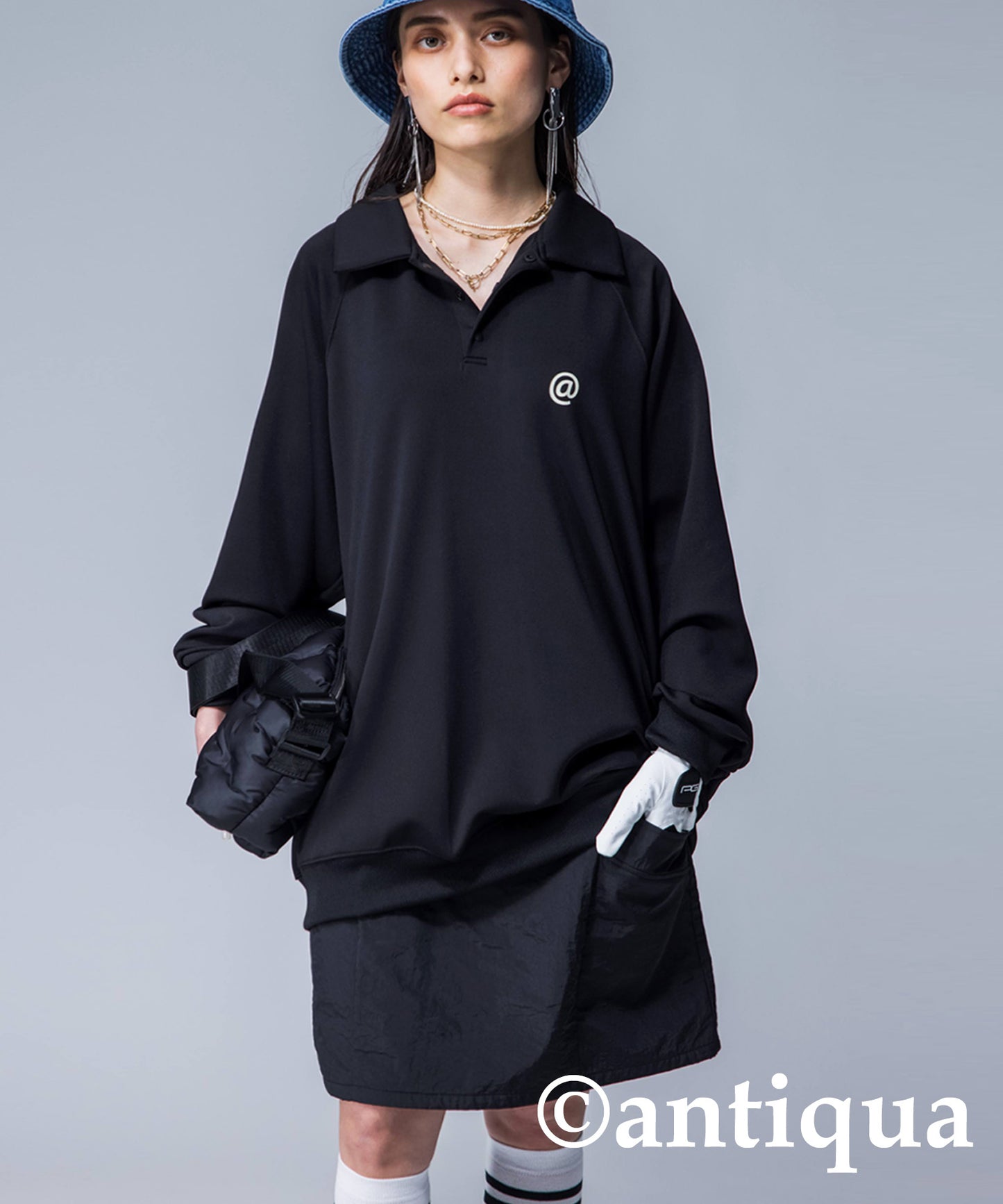 ANTIQUAGOLF×STCH Ladies Polo shirt Long -sleeved