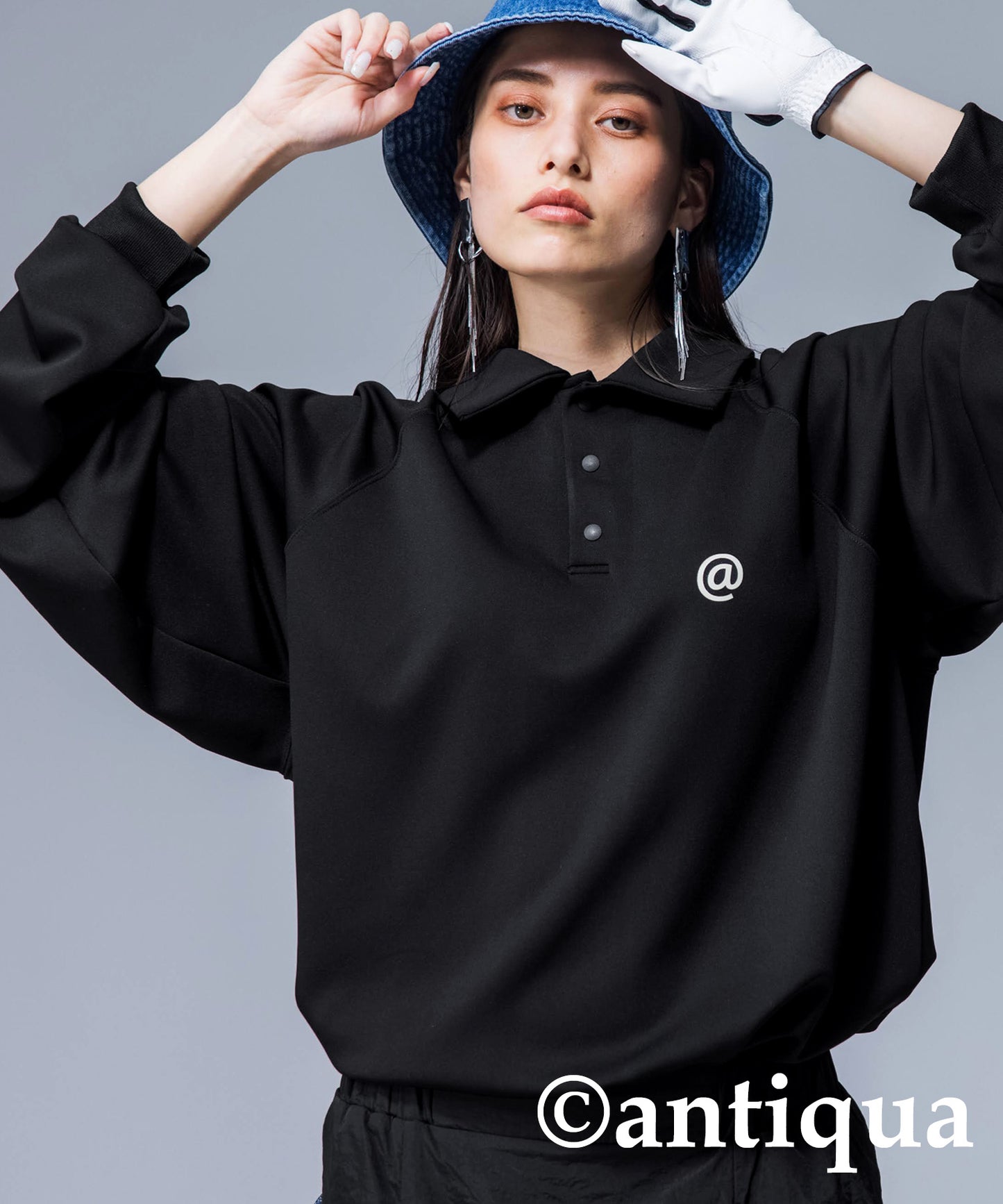 ANTIQUAGOLF×STCH Ladies Polo shirt Long -sleeved