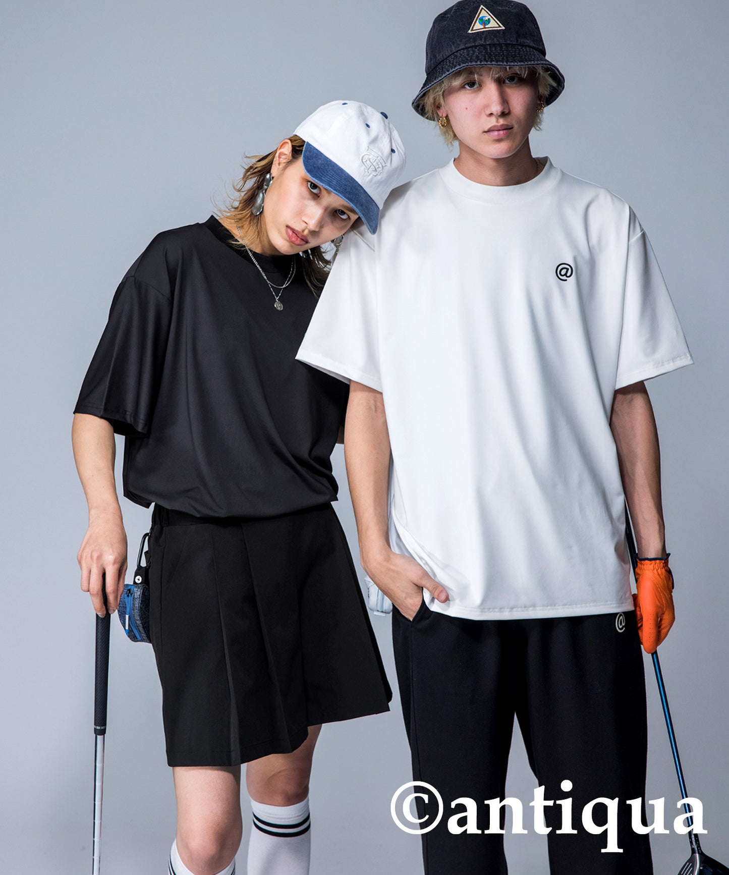 ANTIQUAGOLF×STCH Back plint Ladies T -shirt