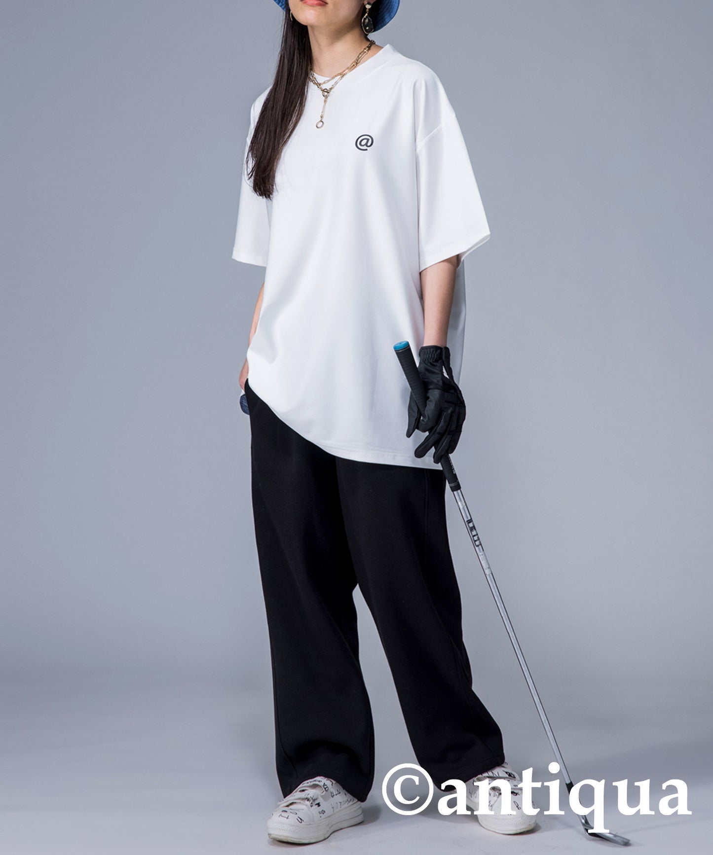 ANTIQUAGOLF×STCH Back plint Ladies T -shirt