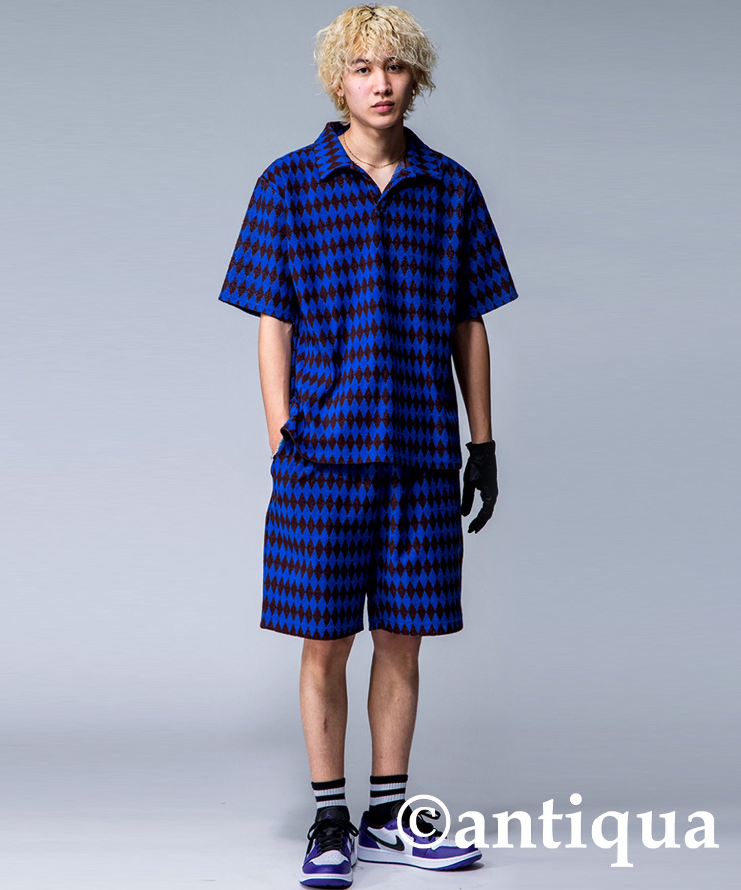 ANTIQUAGOLF×STCH Men's shorts geometric pattern