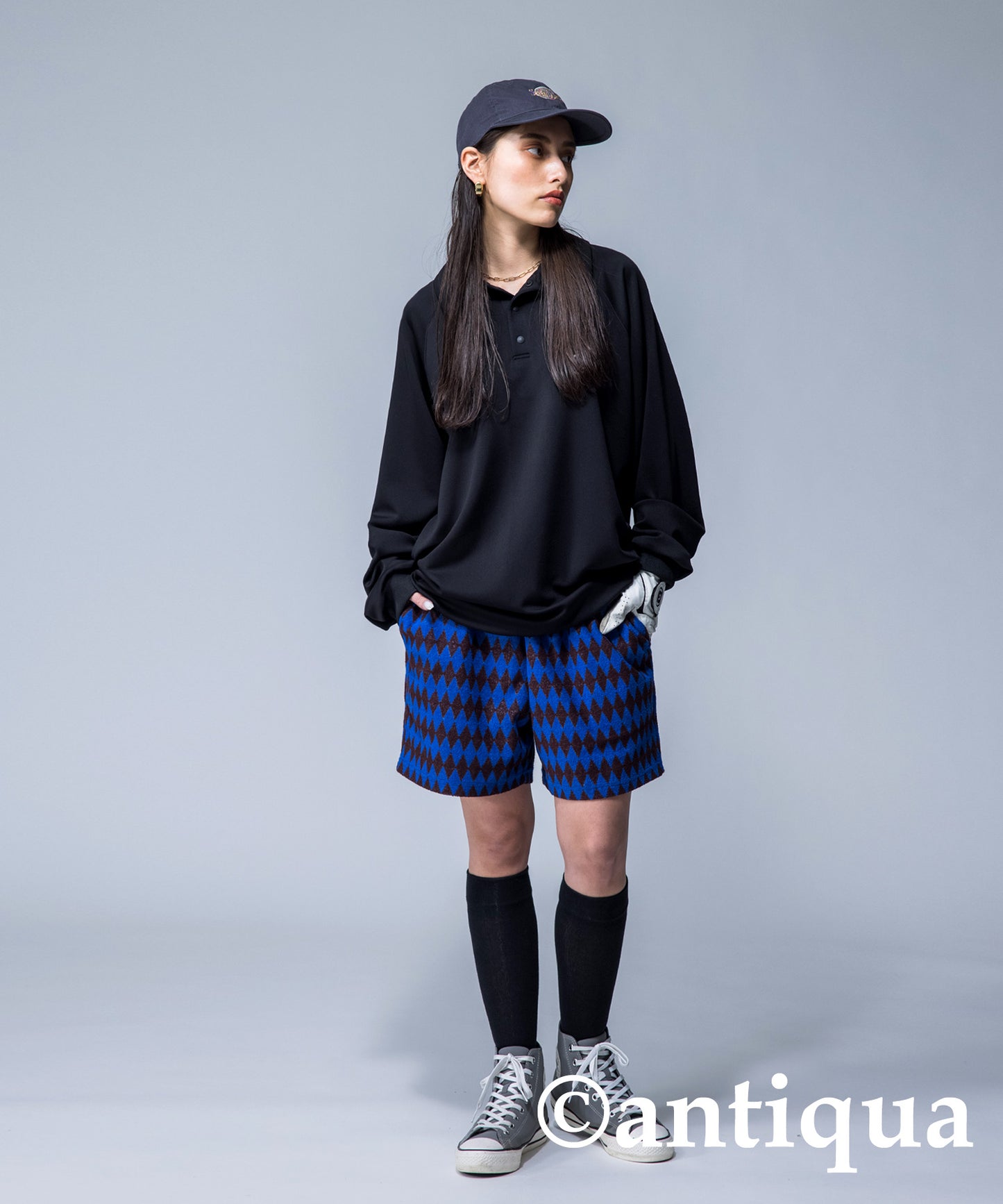 ANTIQUAGOLF×STCH Ladies shorts geometric pattern