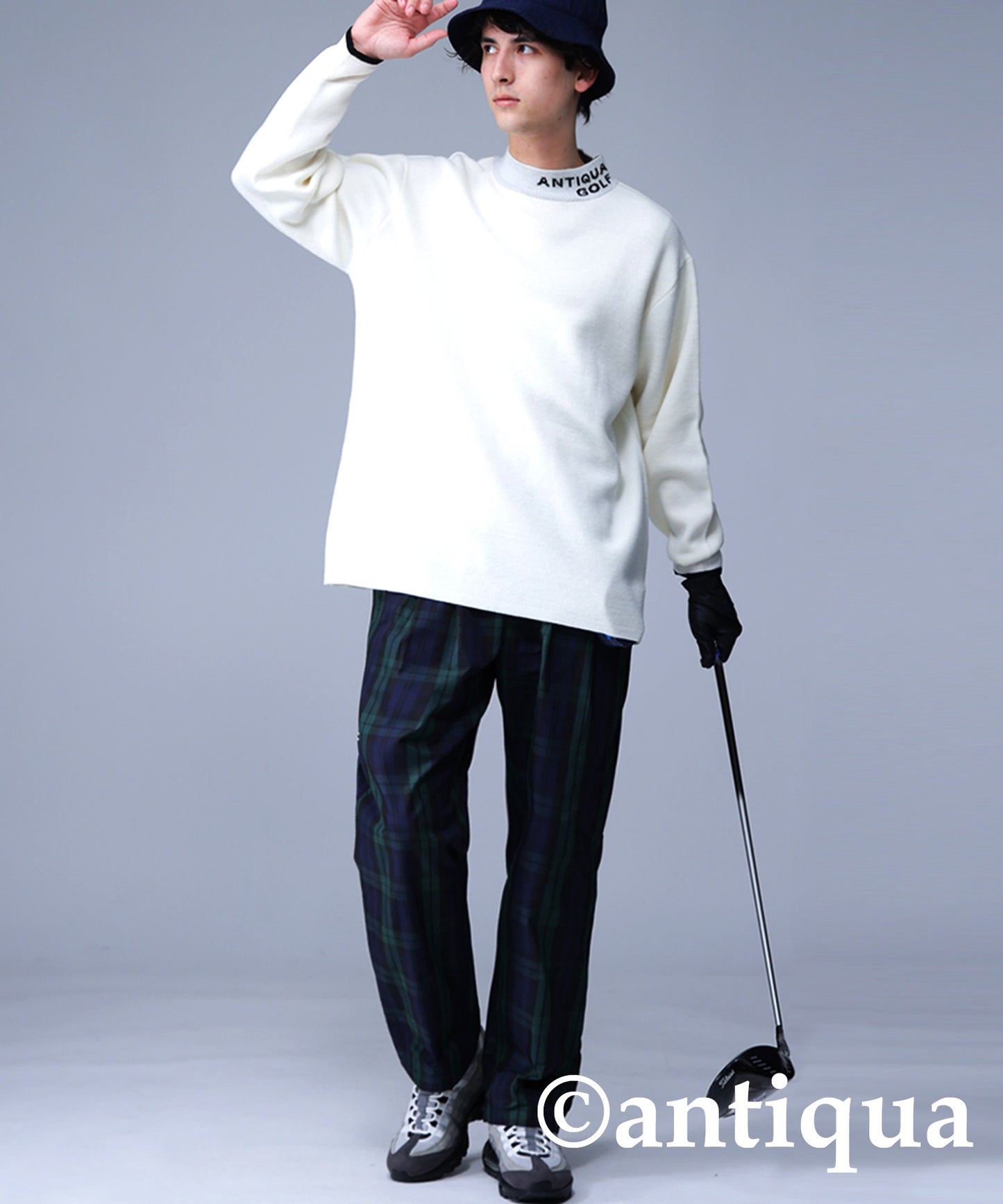 STCH × ANTIQUA GOLF UK -Style Check Logo Tops Men's