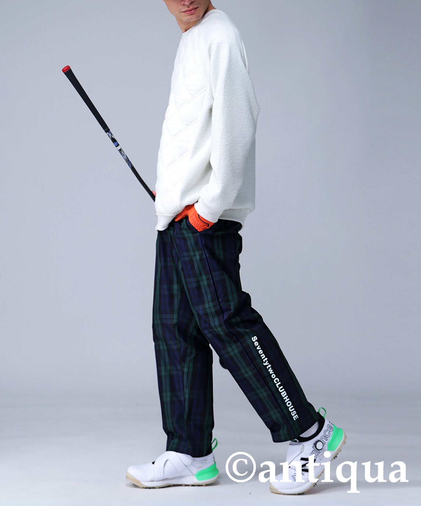 STCH × ANTIQUA GOLF UK -Style Check Logo Tops Men's