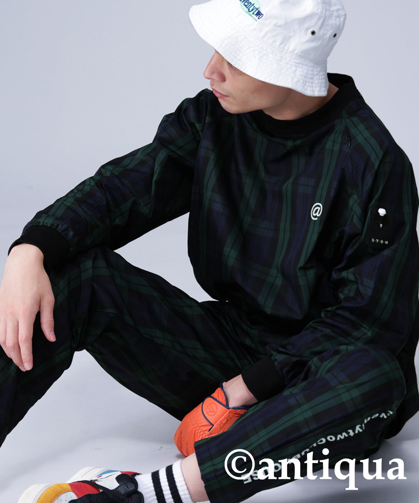 STCH × ANTIQUA GOLF UK -Style Check Logo Tops Men's