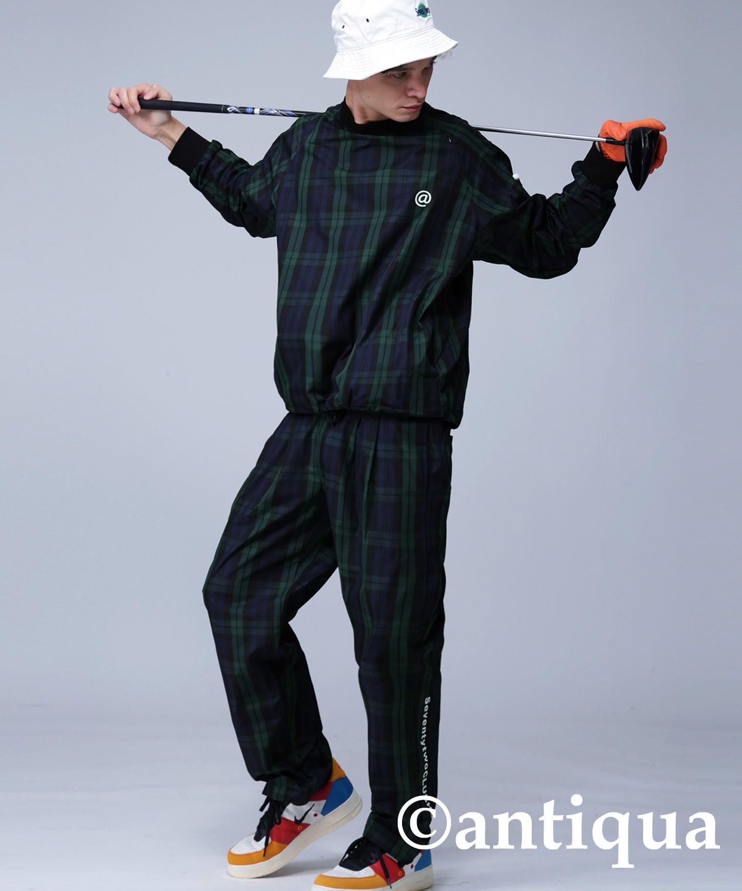 STCH × ANTIQUA GOLF UK -Style Check Logo Tops Men's