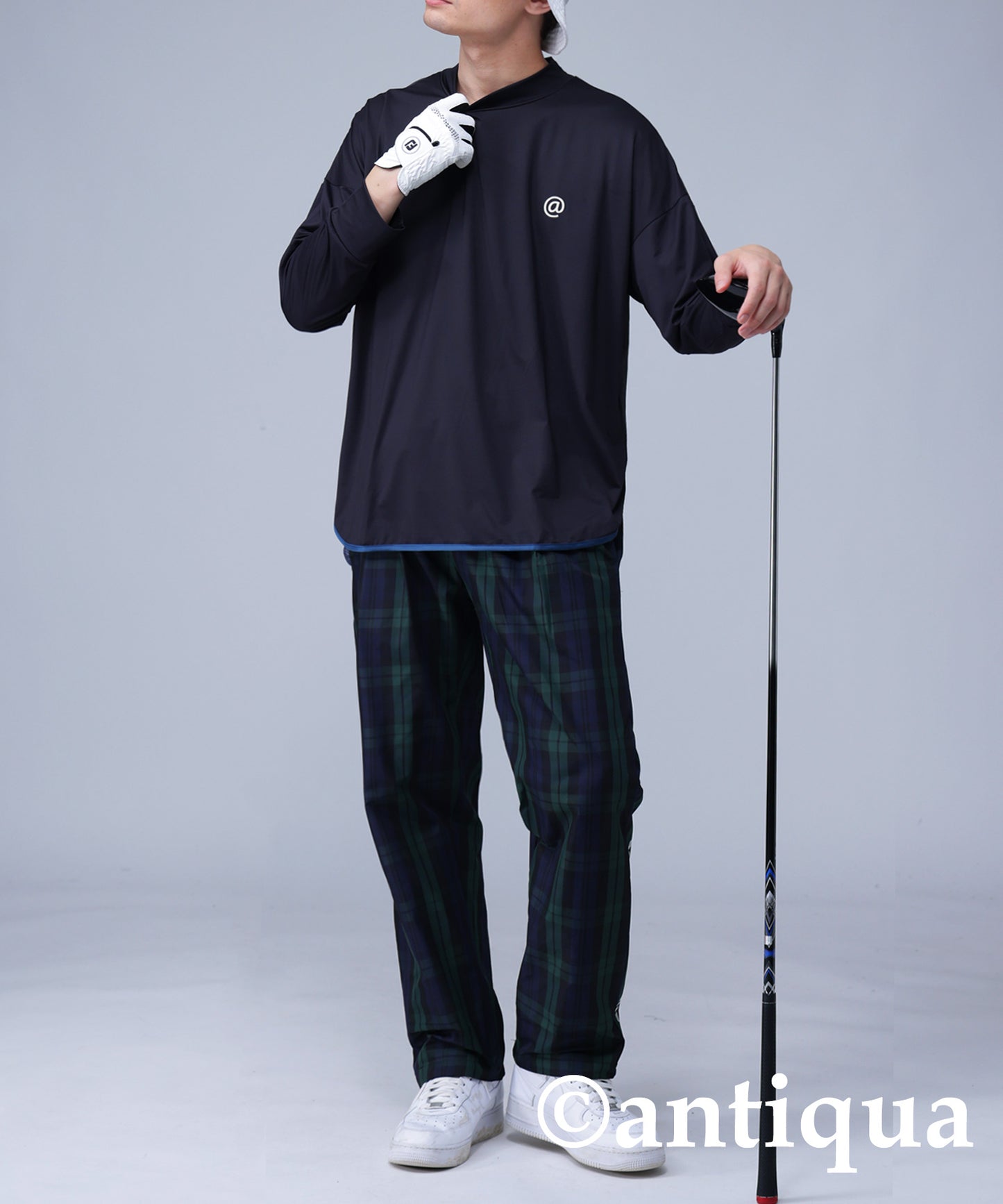 STCH × ANTIQUA GOLF UK -Style Check Logo Tops Men's