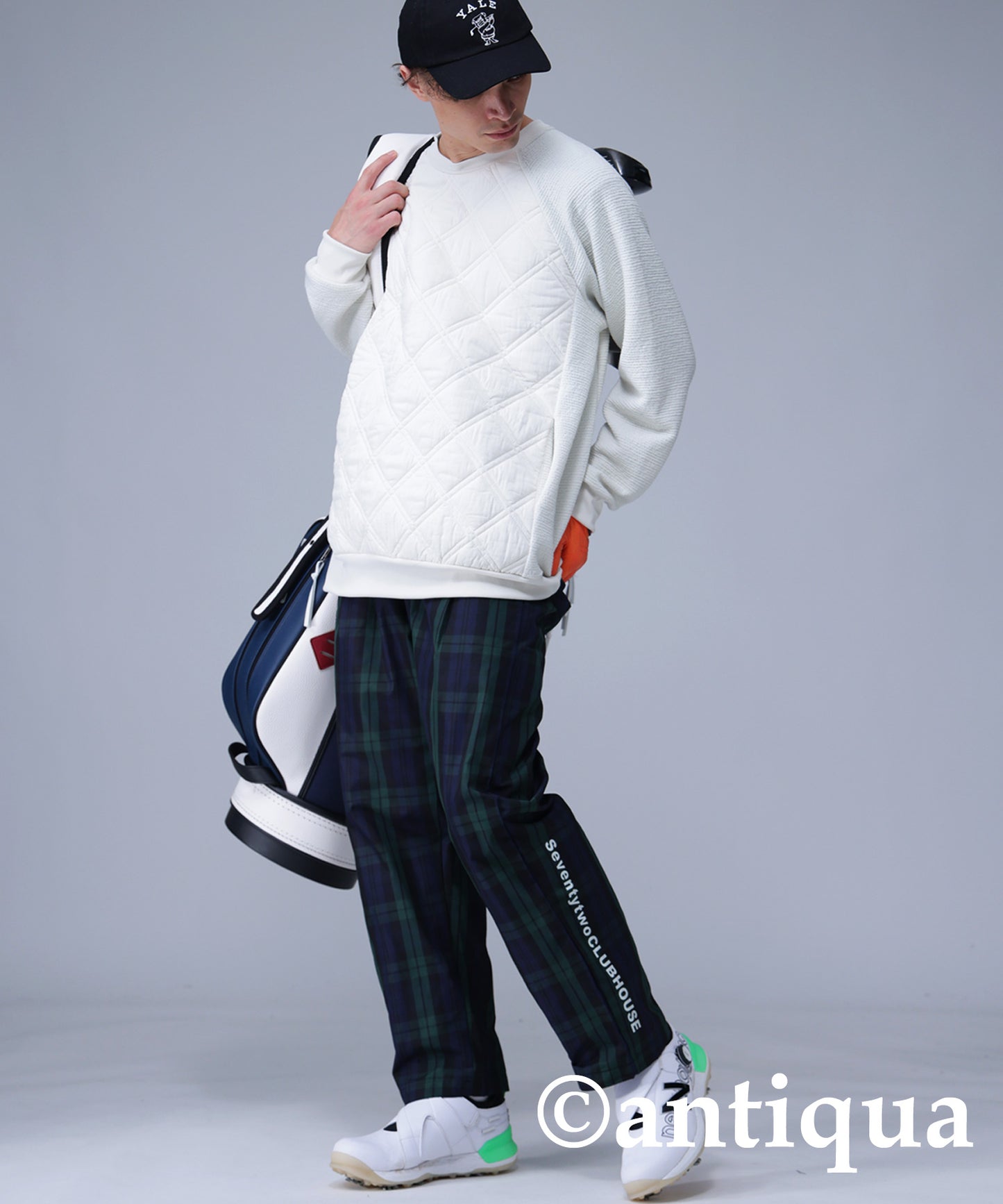 STCH × ANTIQUA GOLF UK -Style Check Logo Tops Men's