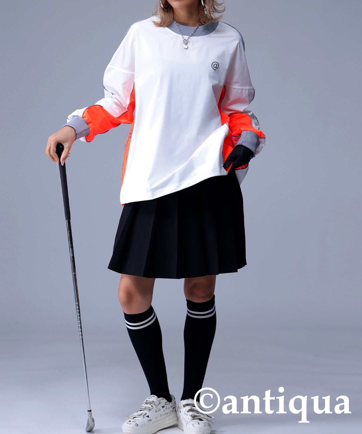 STCH × ANTIQUA GOLF Piping Design Tops Ladies