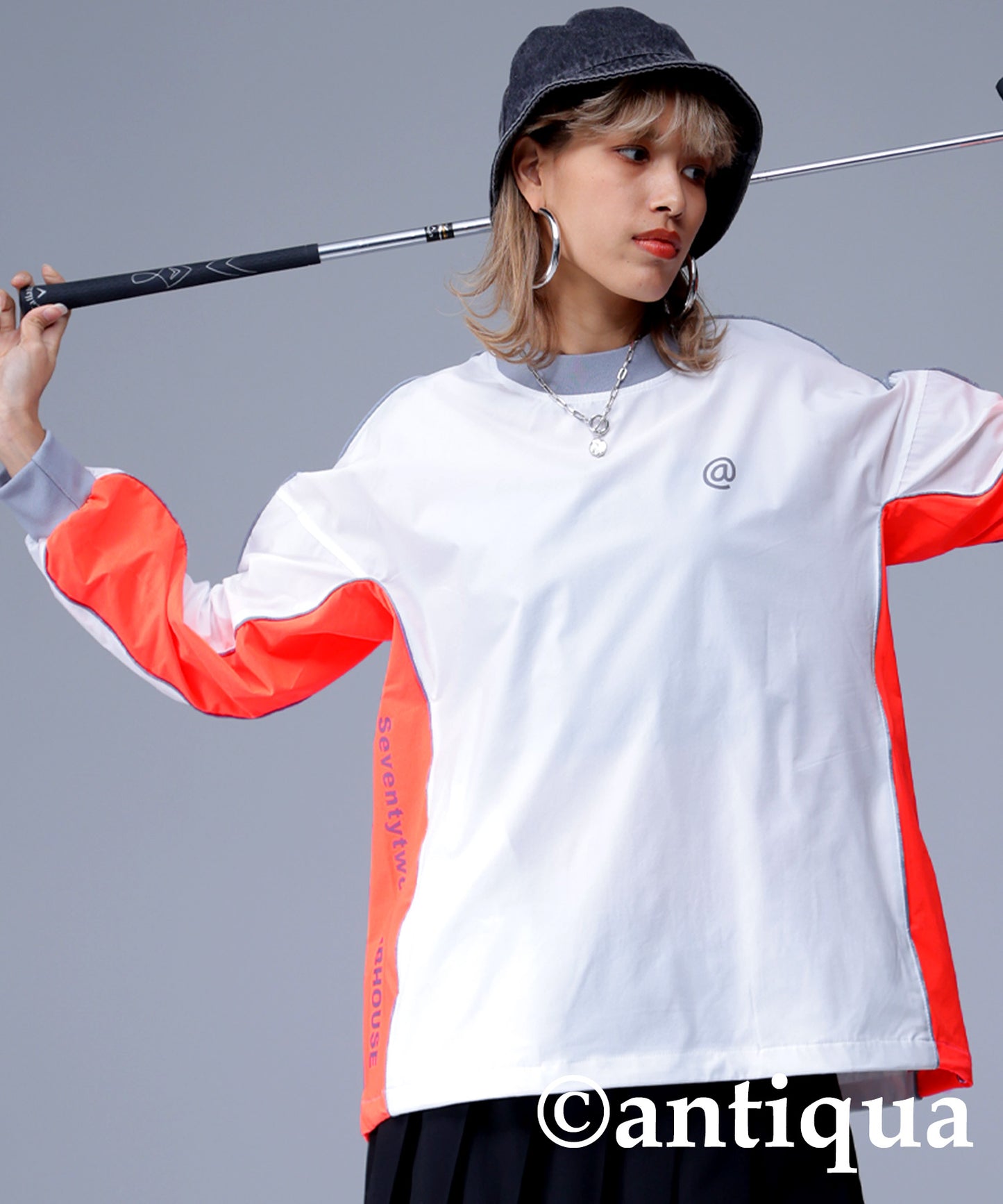 STCH × ANTIQUA GOLF Piping Design Tops Ladies