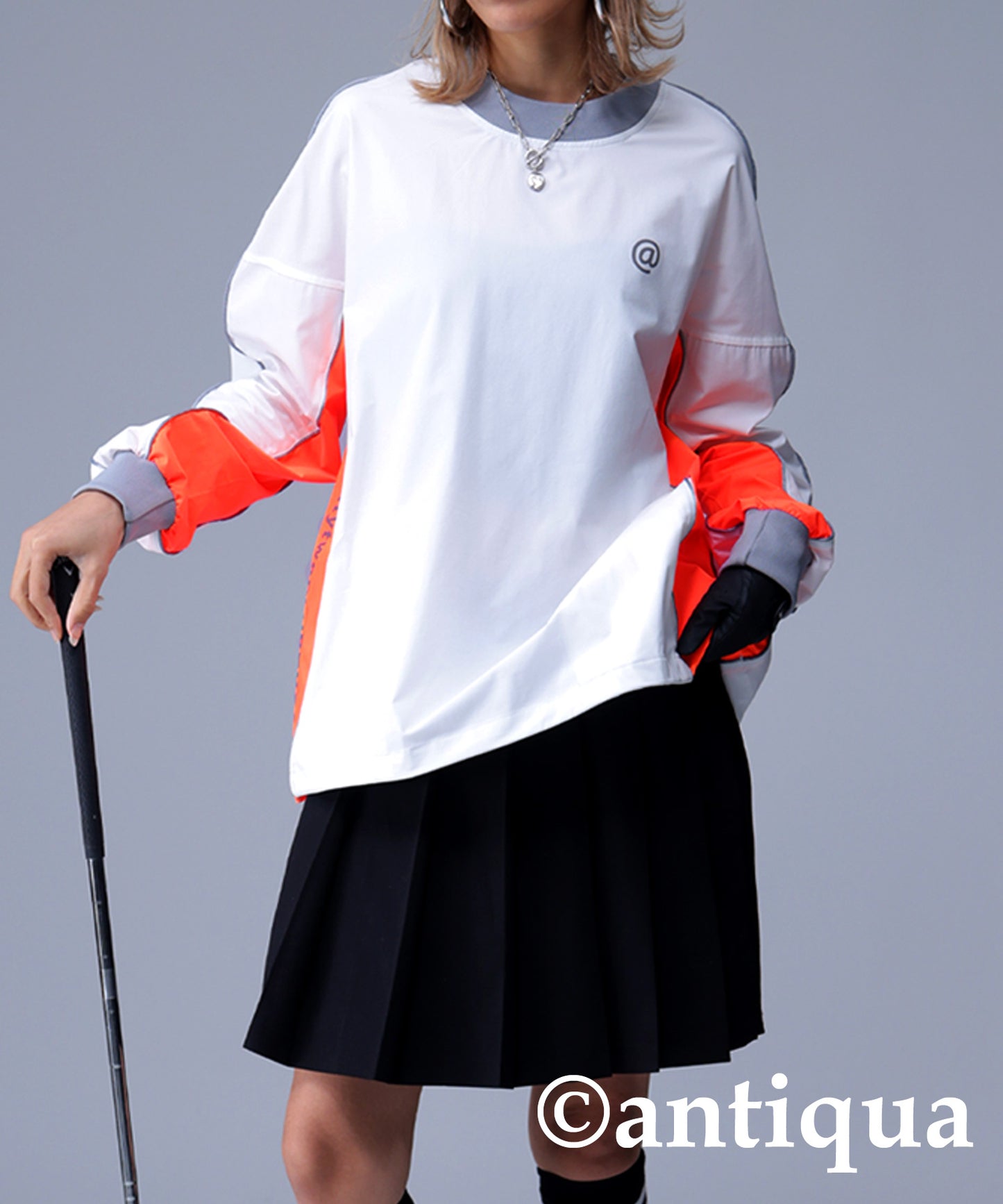 STCH × ANTIQUA GOLF Piping Design Tops Ladies