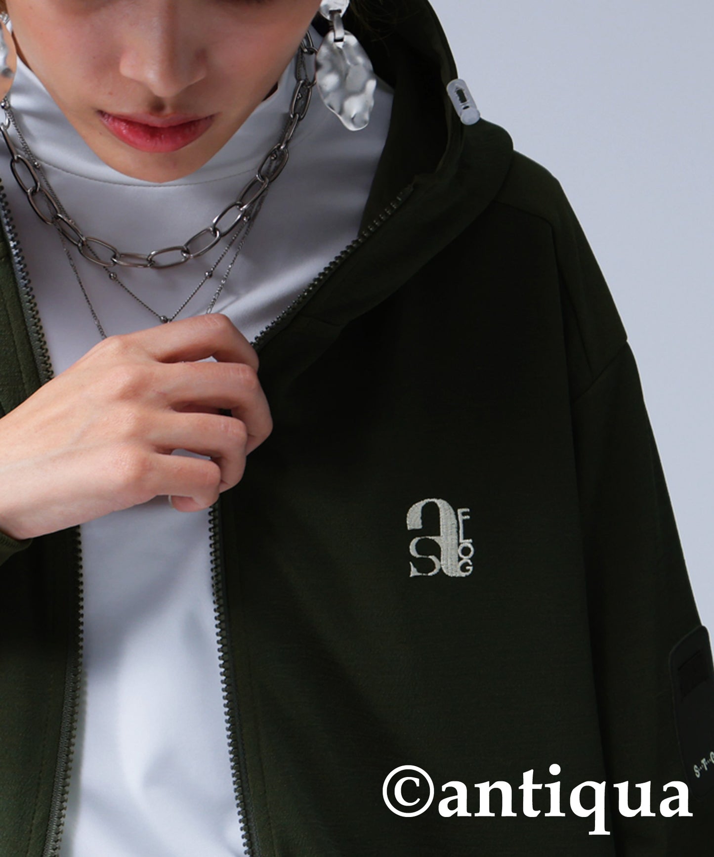 ANTIQUA GOLF×STCH Embroidery Logo Zip Hoody Ladies