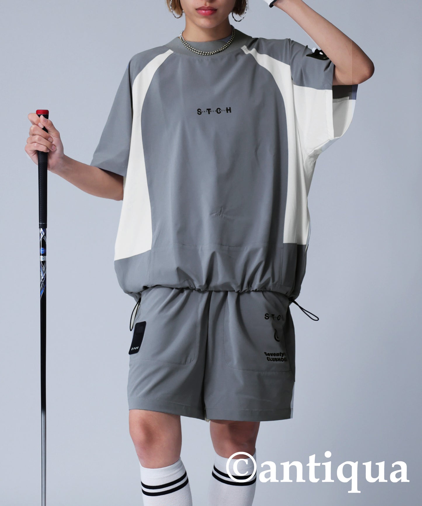 ANTIQUA GOLF×STCH Drawstring Game Shirt Ladies