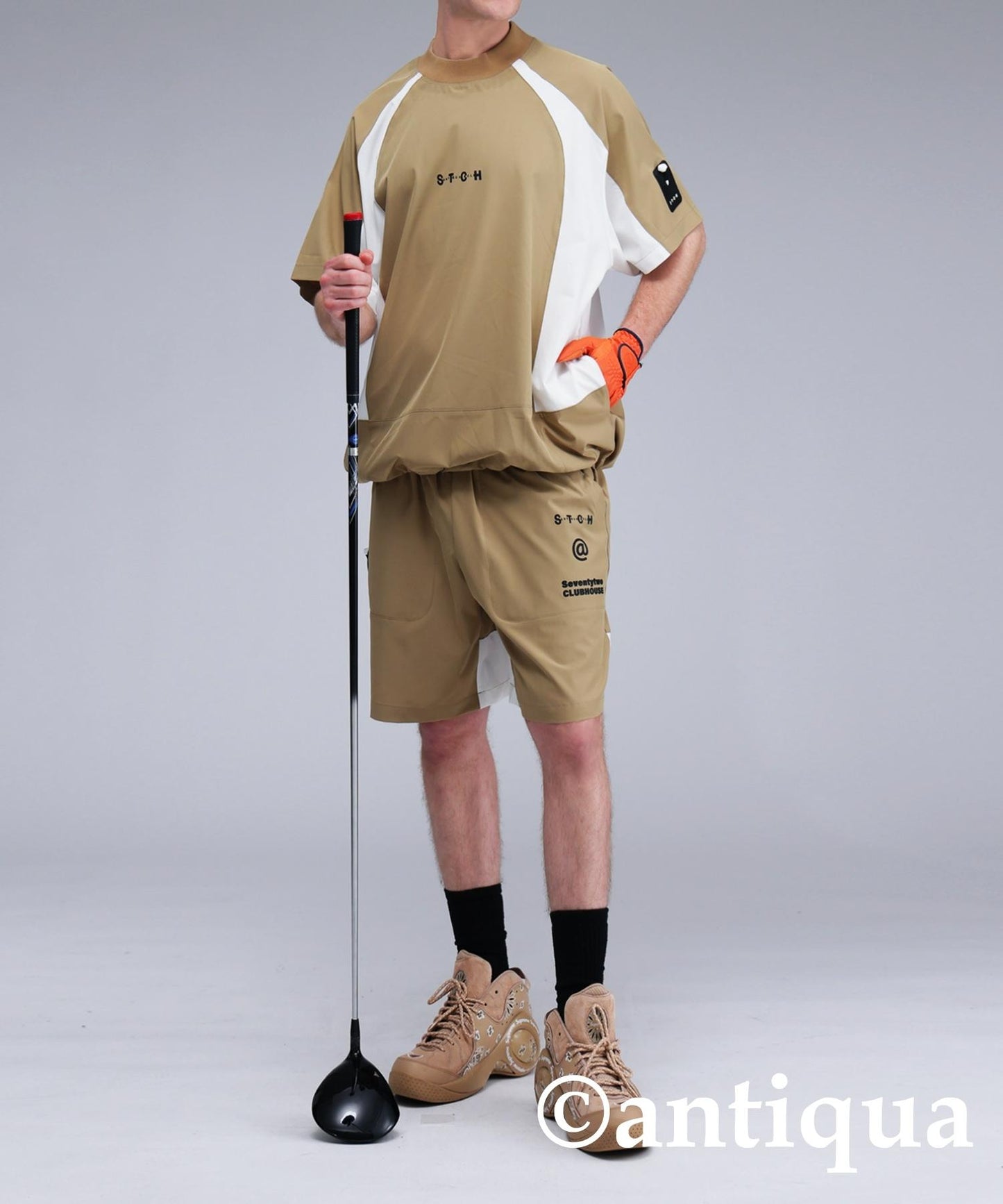 ANTIQUA GOLF×STCH Game Shirt With Drawstring Men's
