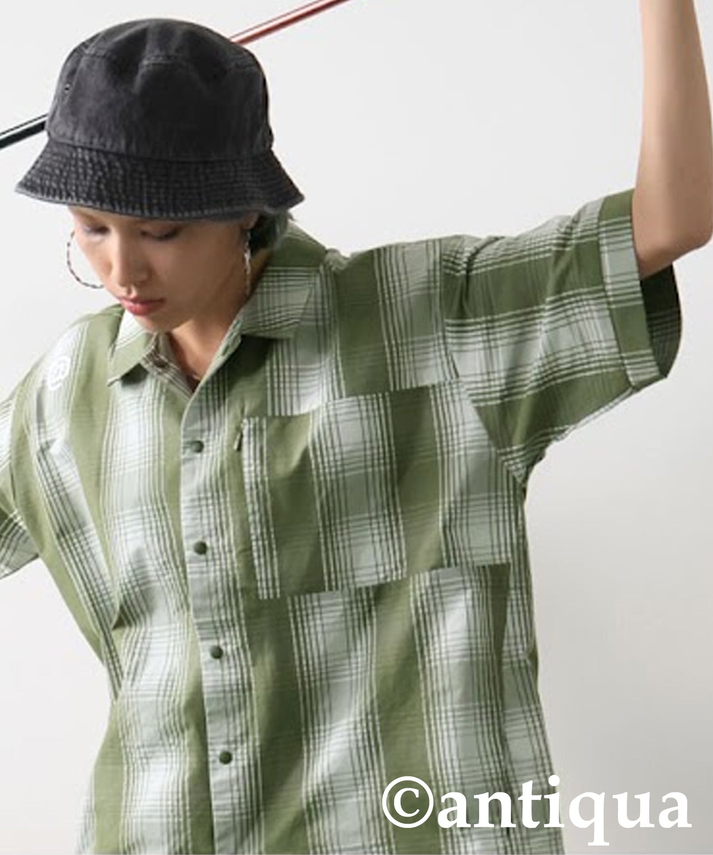 ANTIQUA GOLF×STCH Plaid Shirt Tops Ladies