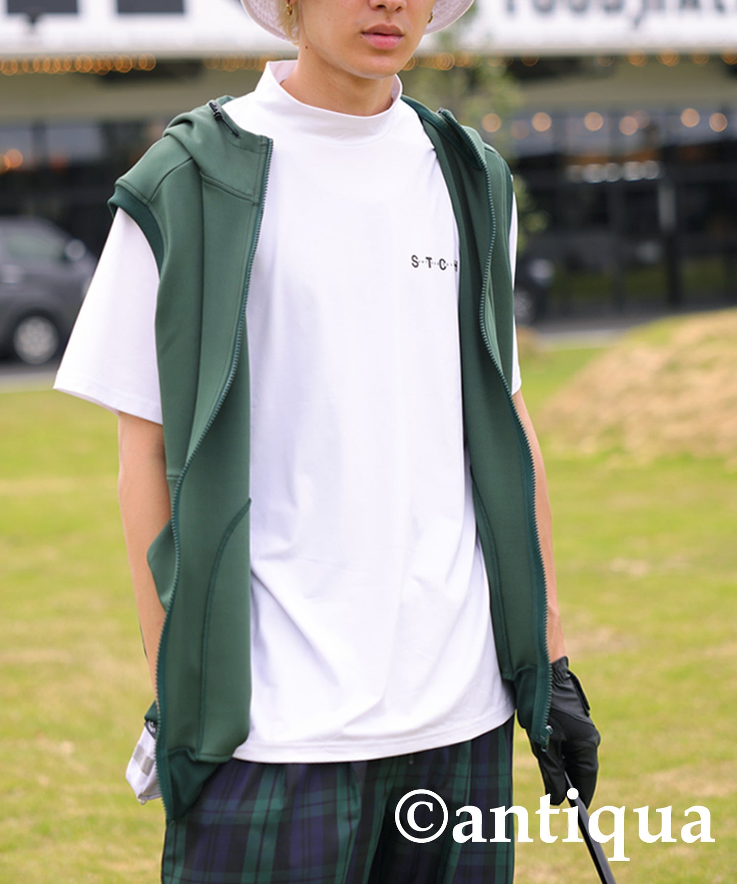 ANTIQUA GOLF×STCH Back Logo T-Shirt Men's