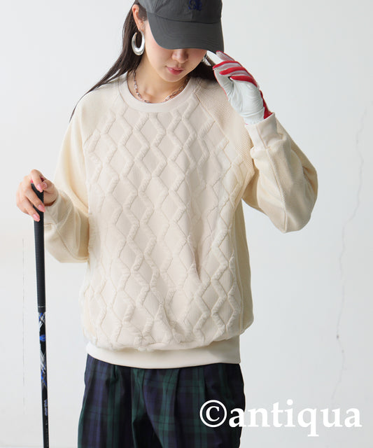 ANTIQUA GOLF×STCH Embossed Jacquard Tops Ladies