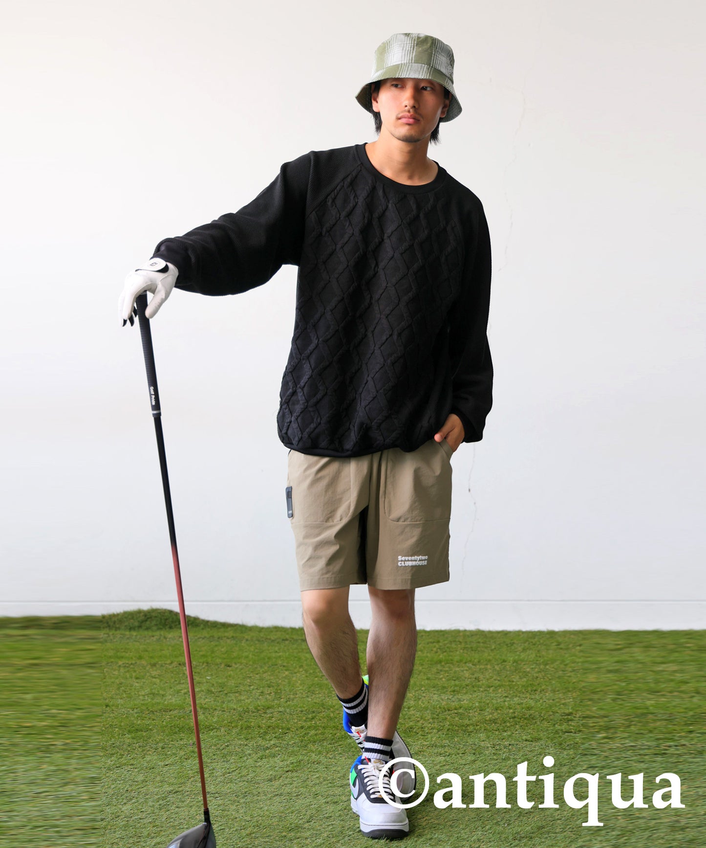 ANTIQUA GOLF×STCH Embossed Jacquard Tops Men's