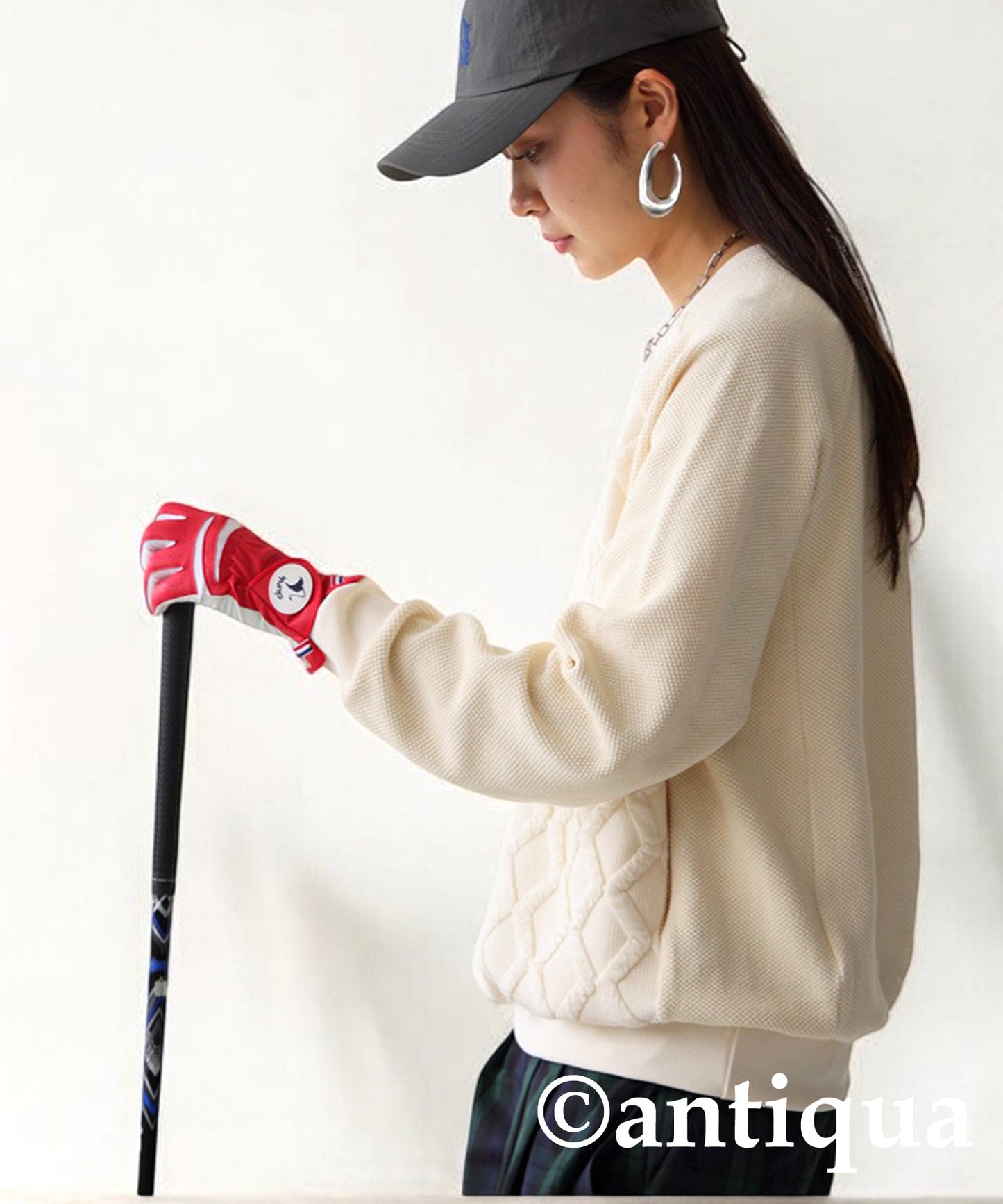 ANTIQUA GOLF×STCH Embossed Jacquard Tops Ladies