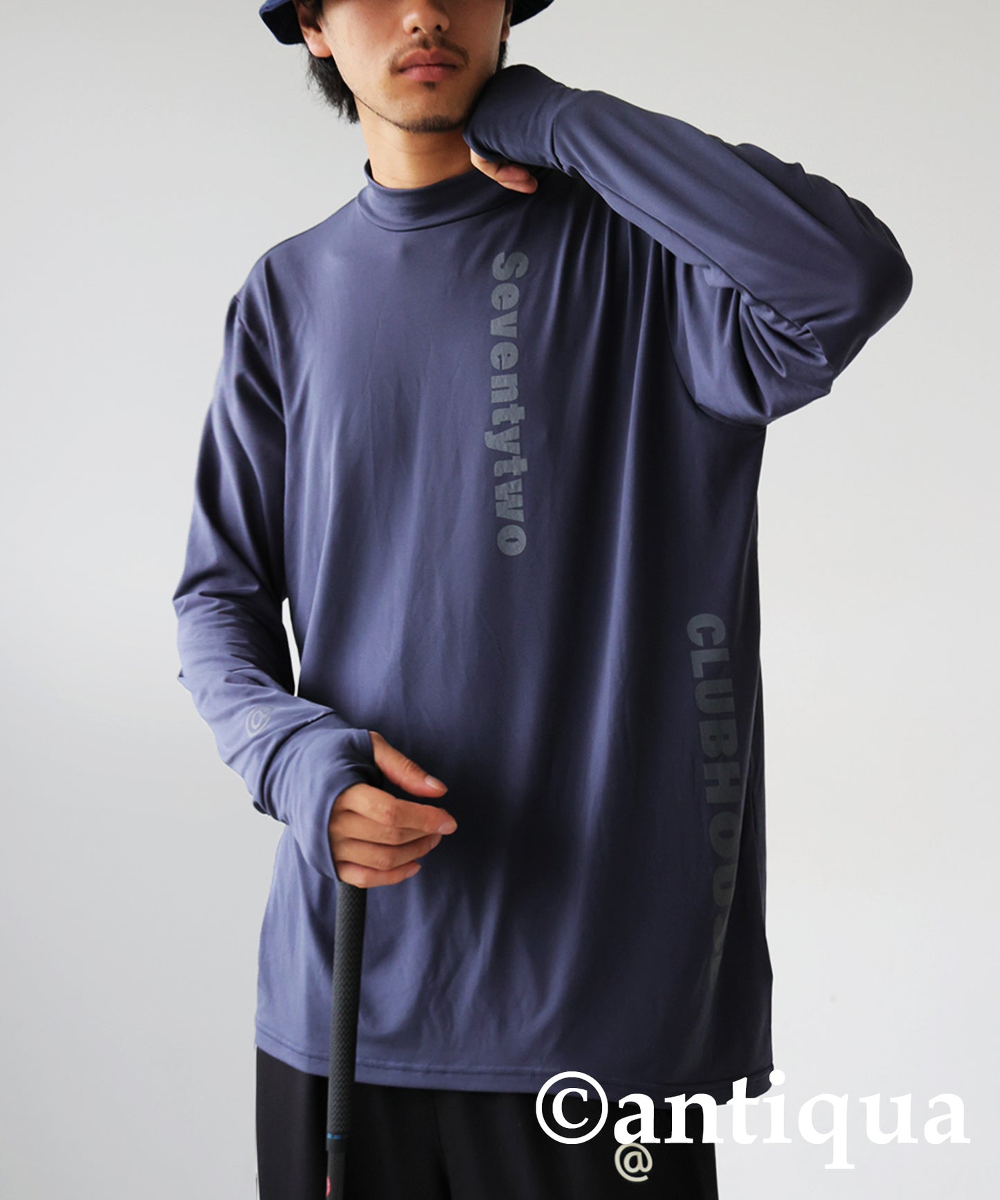 ANTIQUA GOLF×STCH Single Color Mock Neck T-Shirt Men's