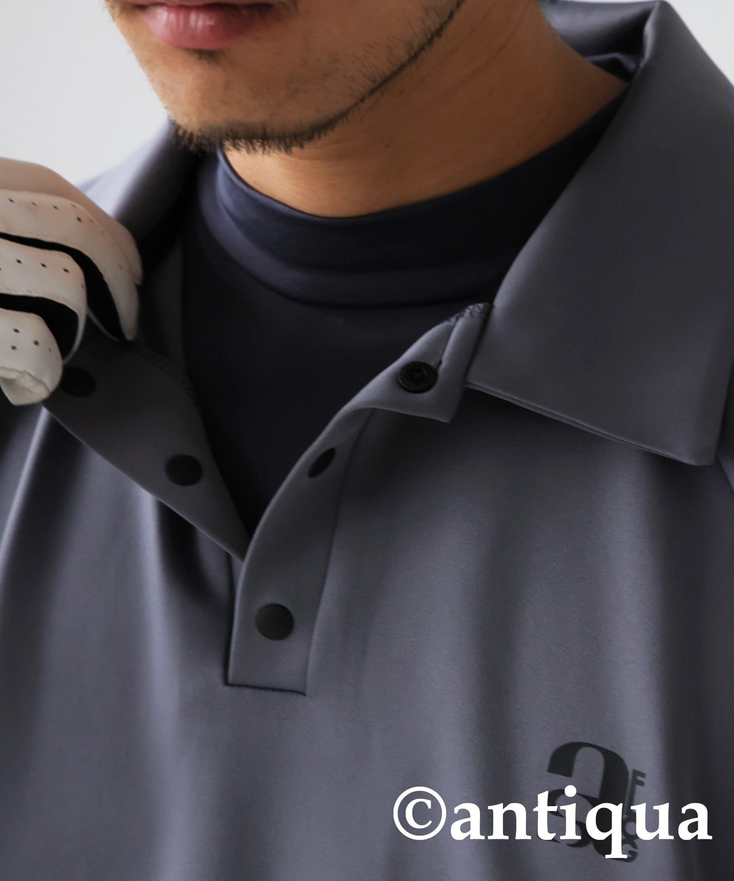 ANTIQUA GOLF×STCH Single Color Mock Neck T-Shirt Men's