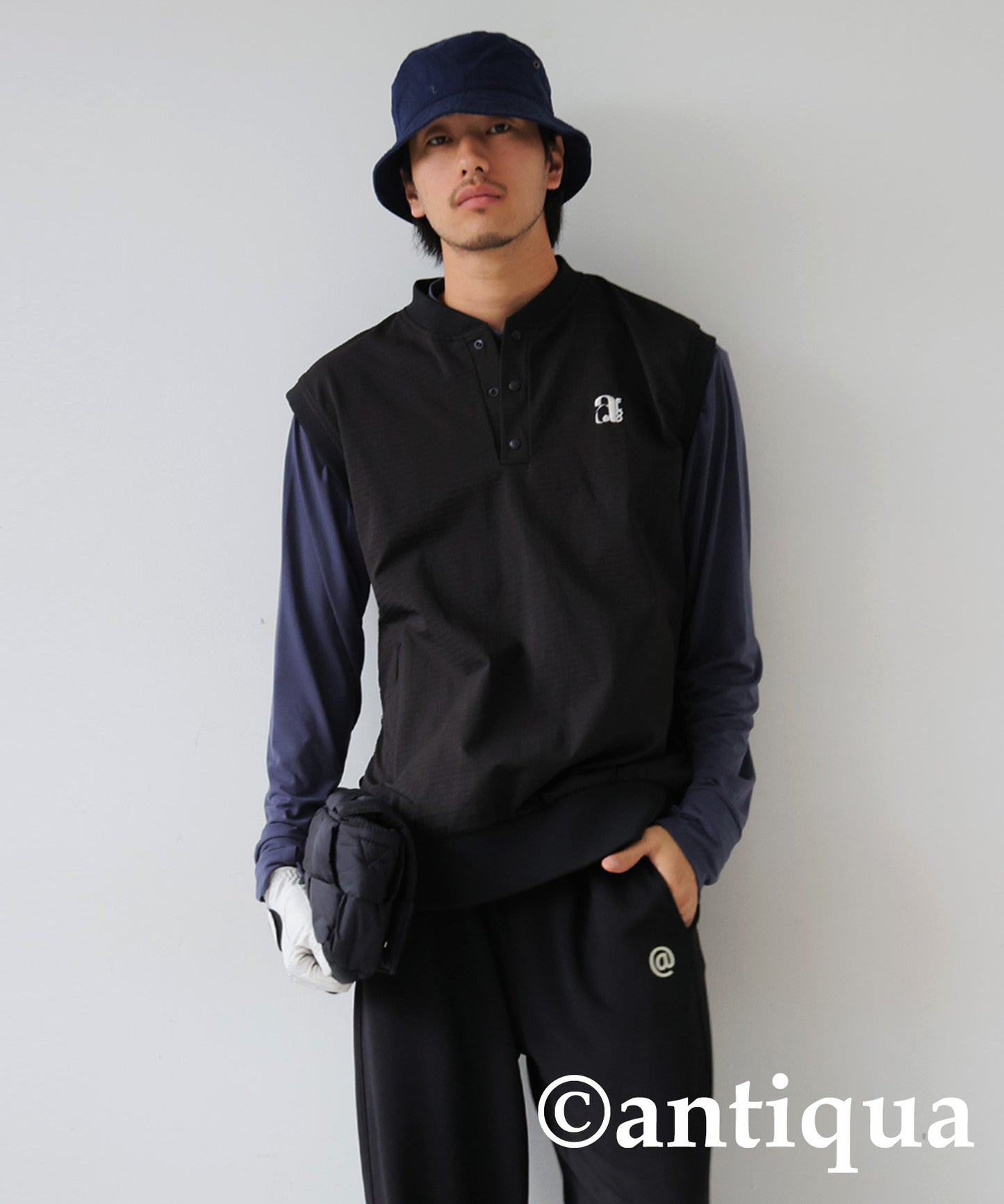 ANTIQUA GOLF×STCH Single Color Mock Neck T-Shirt Men's