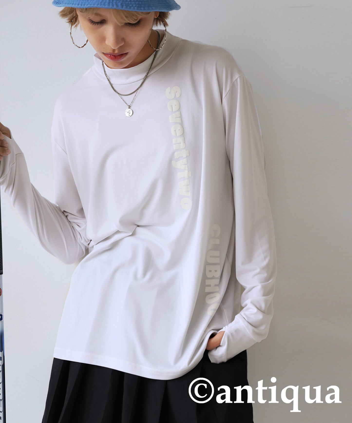 ANTIQUA GOLF×STCH Single Color Mock Neck T-Shirt Ladies